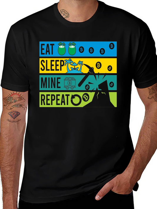 Eat Sleep Mine Repeat Bitcoin Graphic Tee