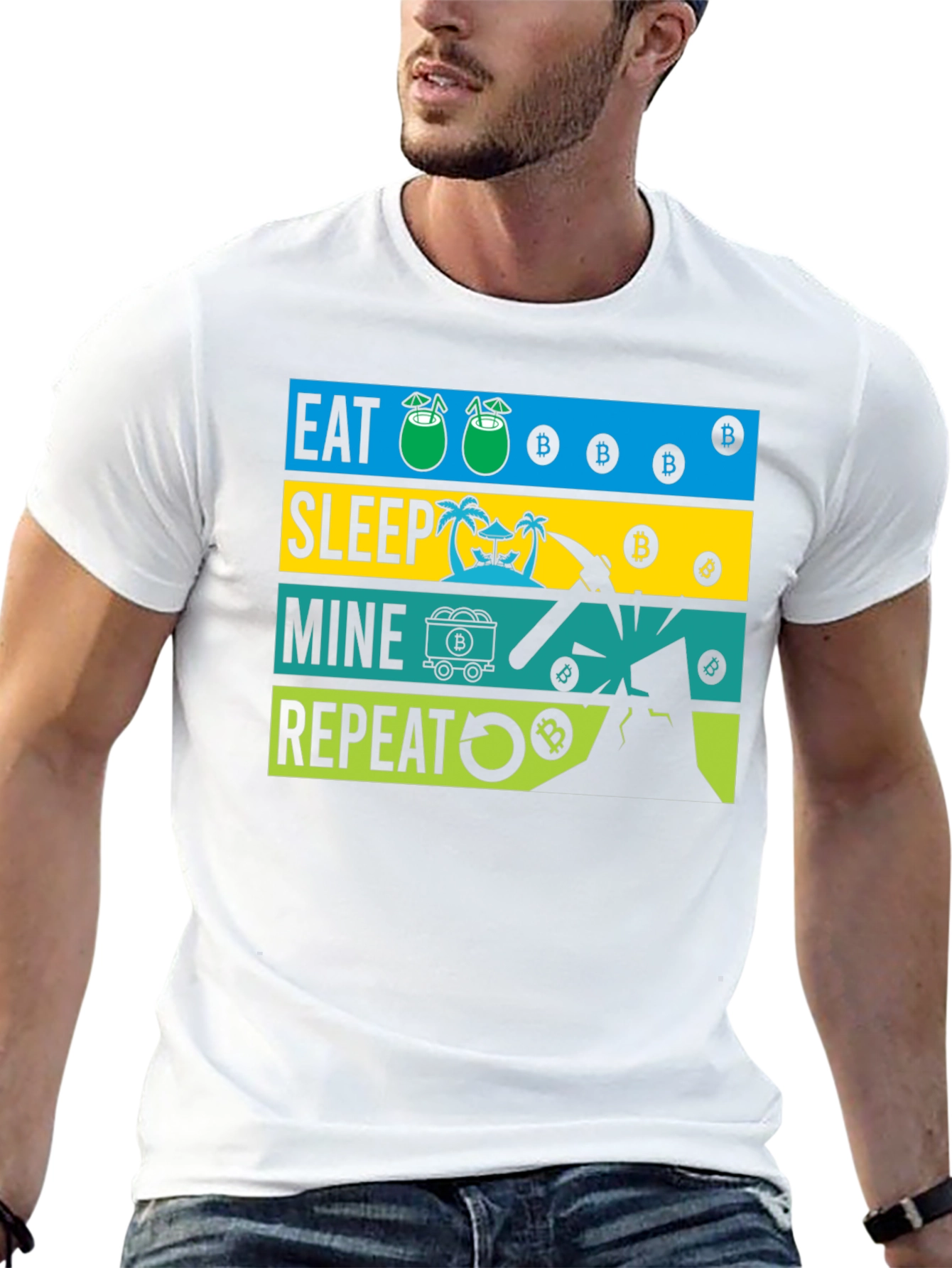 Eat Sleep Mine Repeat Bitcoin Graphic Tee