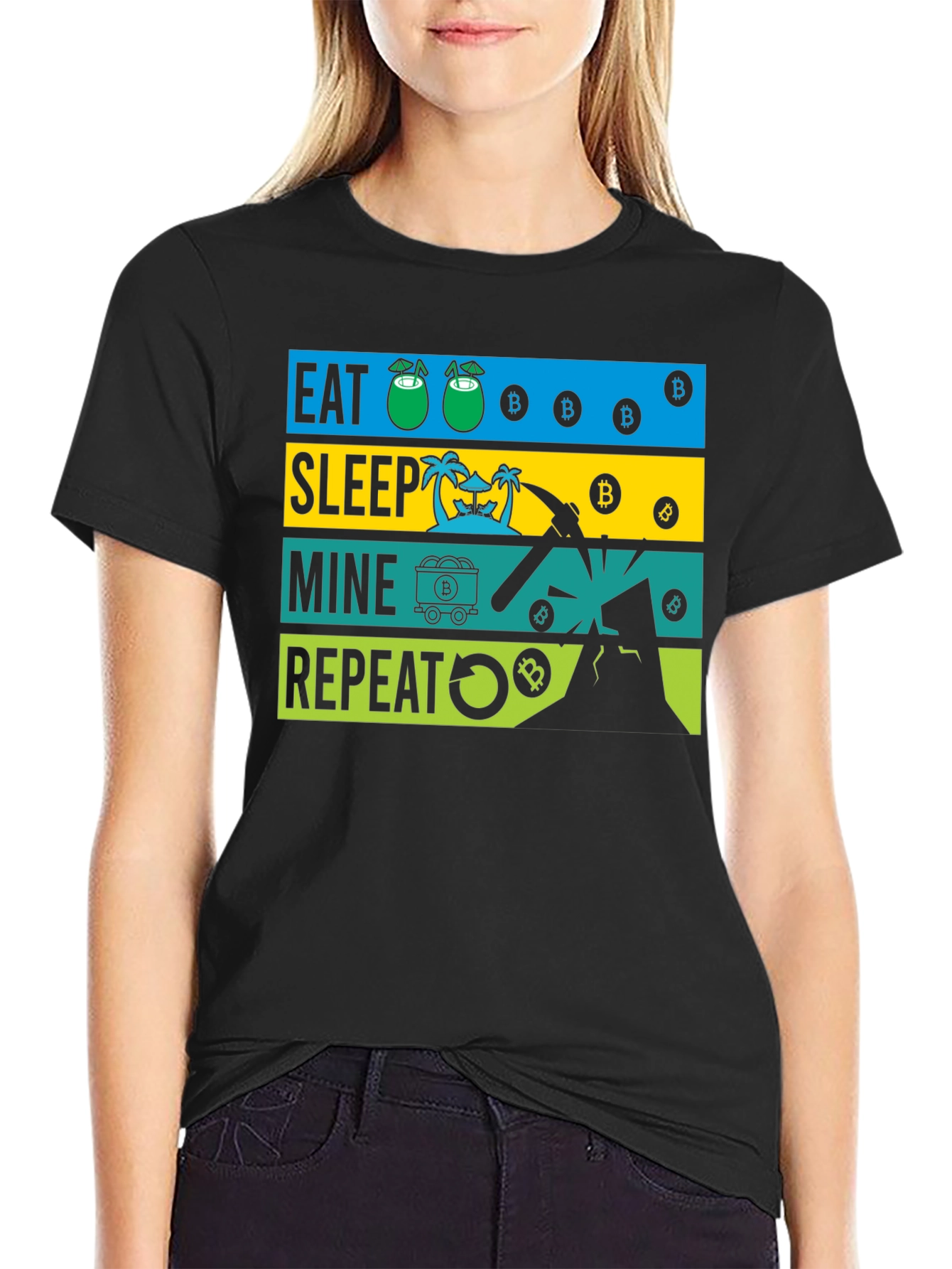 Eat Sleep Mine Repeat Bitcoin Graphic Tee