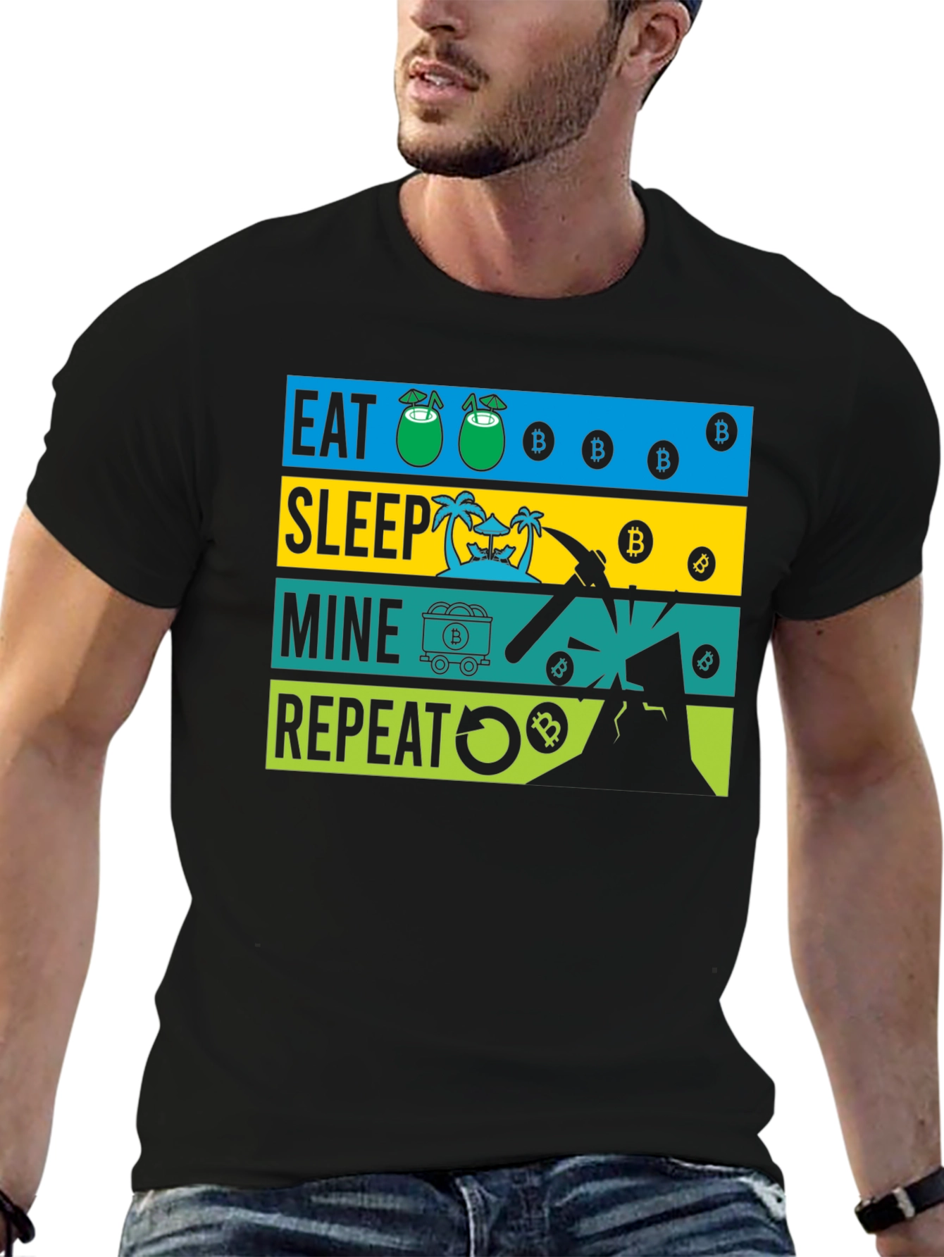 Eat Sleep Mine Repeat Bitcoin Graphic Tee