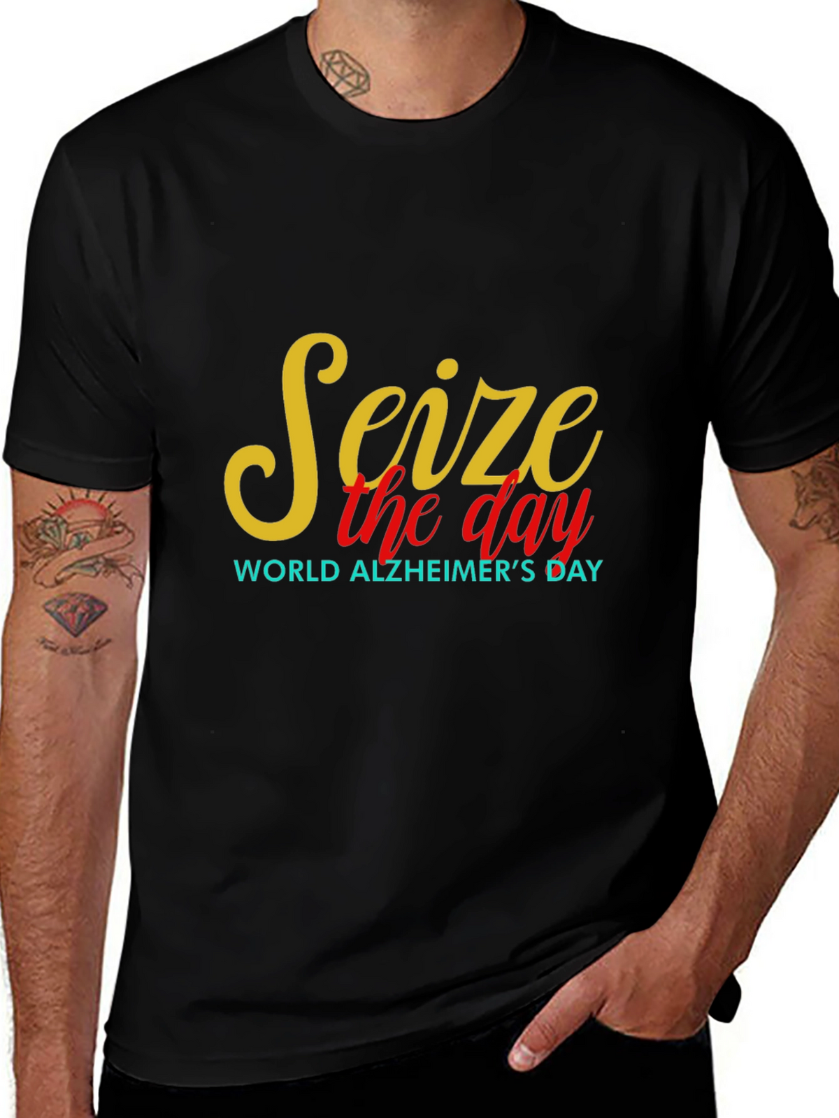 Seize the Day Alzheimers Awareness Black Tee