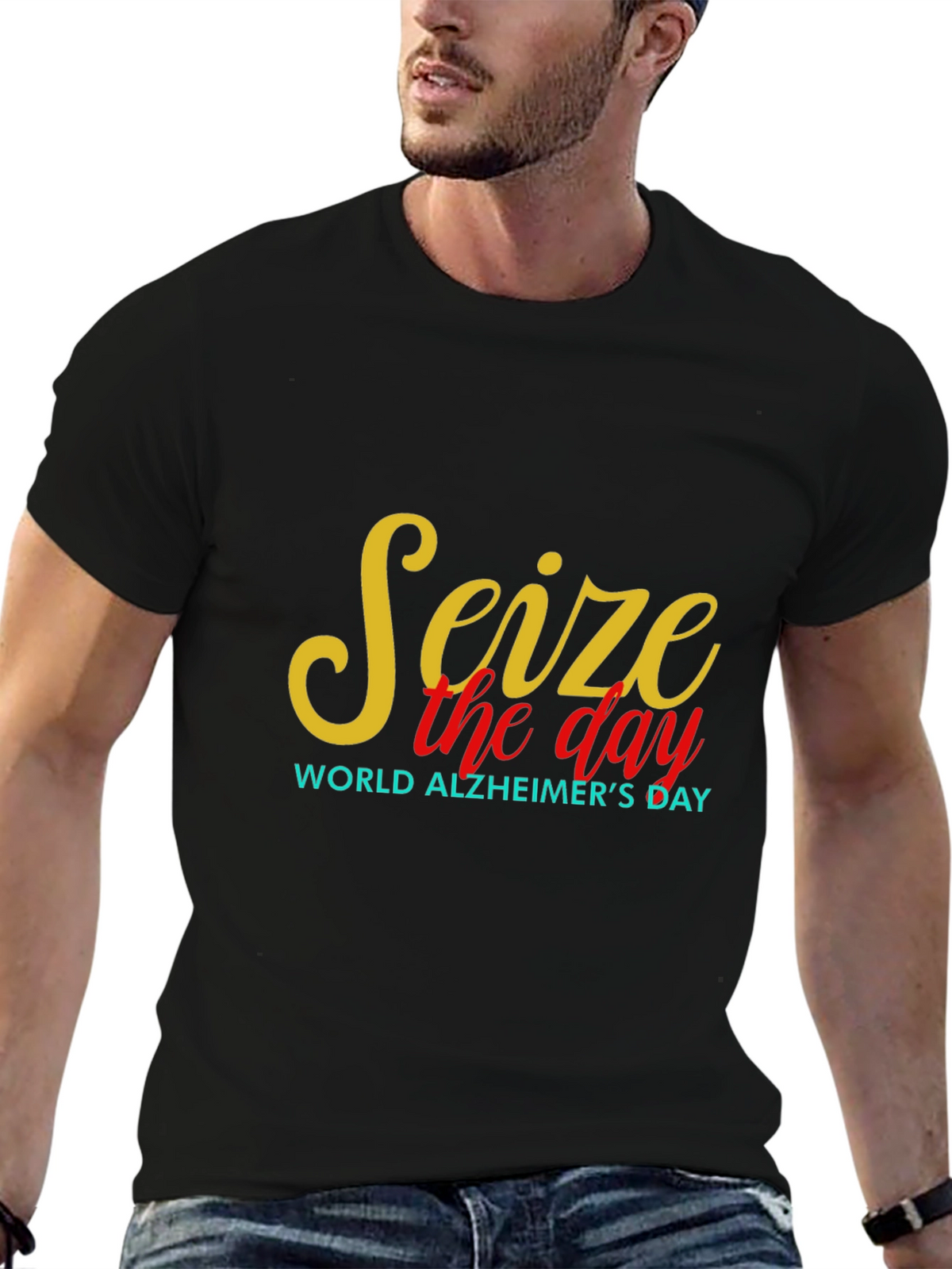 Seize the Day Alzheimers Awareness Black Tee