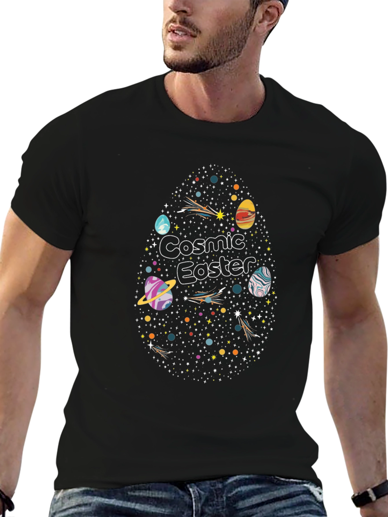 Cosmic Easter T-Shirt - Space Egg Design