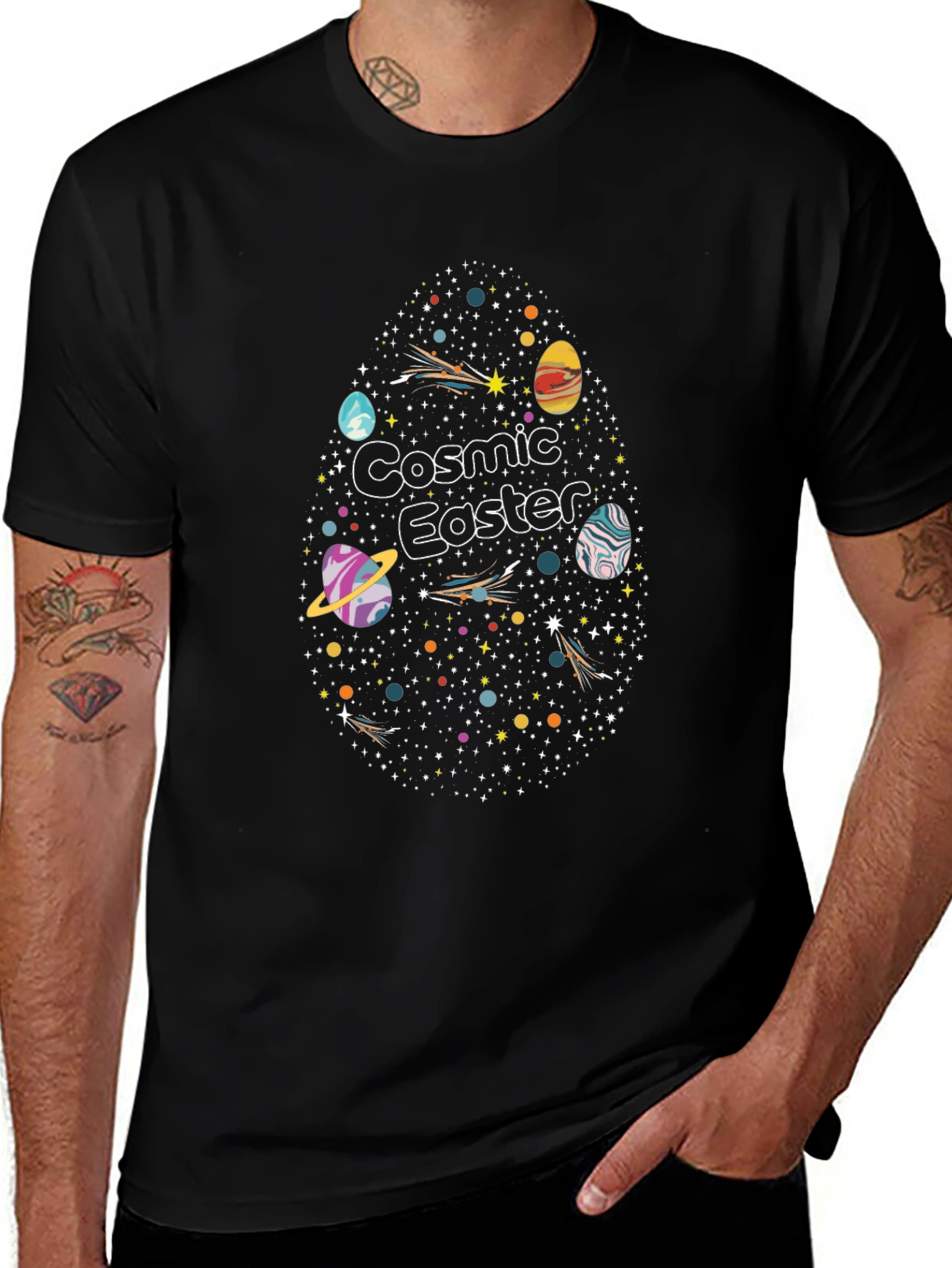 Cosmic Easter T-Shirt - Space Egg Design