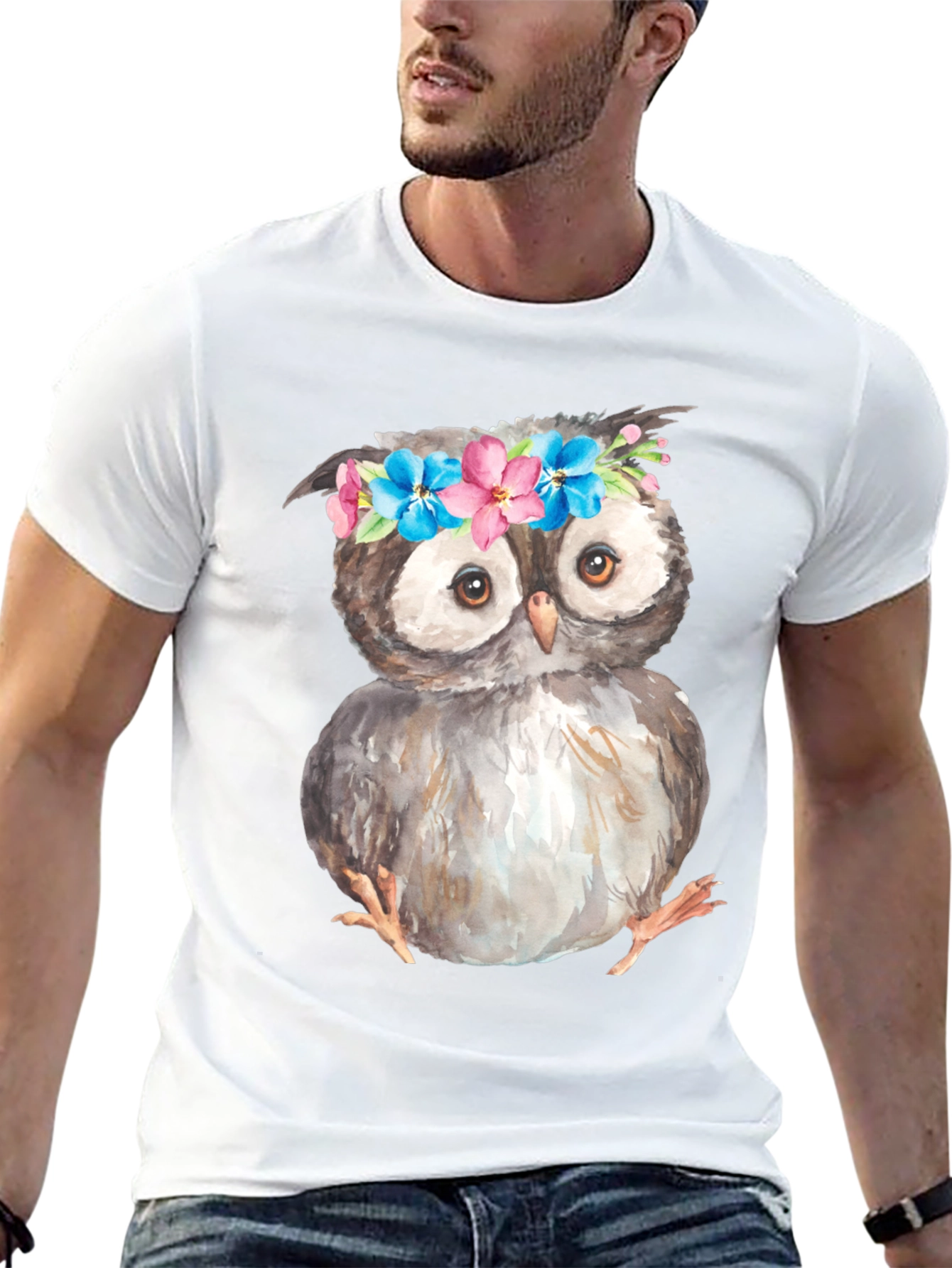 Owl with Flower Crown T-Shirt