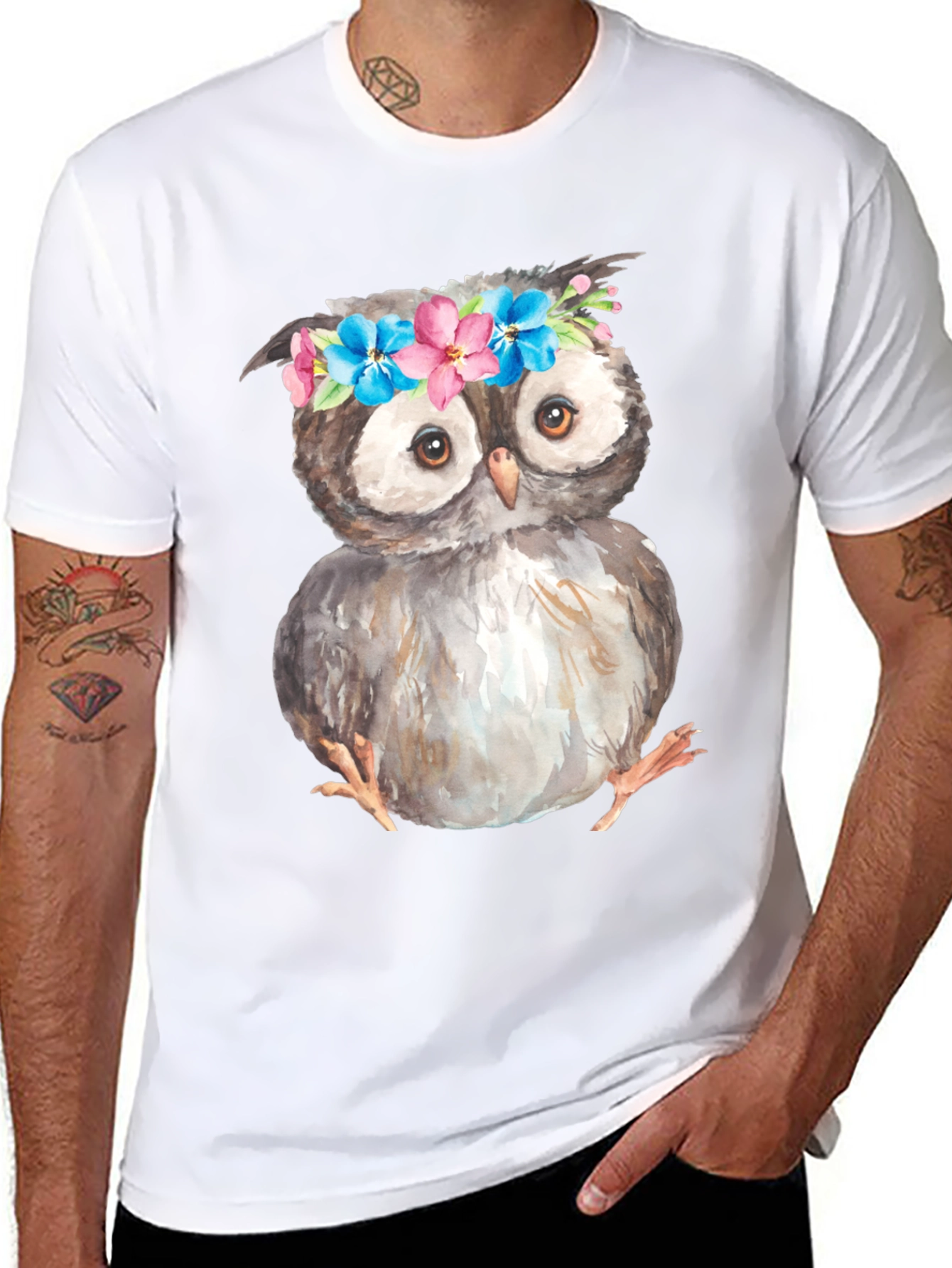 Owl with Flower Crown T-Shirt