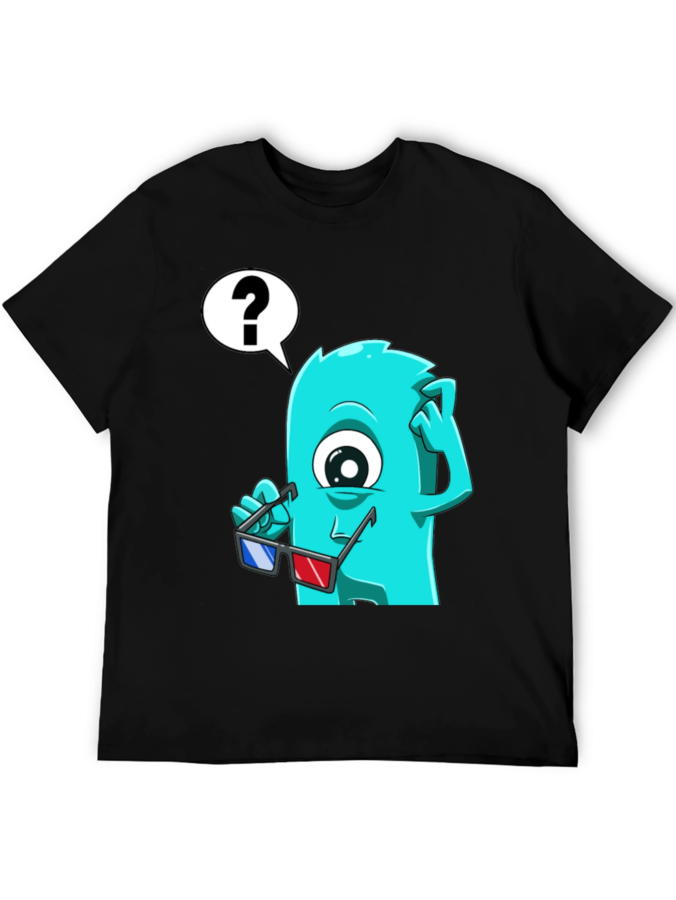 Confused 3D Monster Graphic T-Shirt