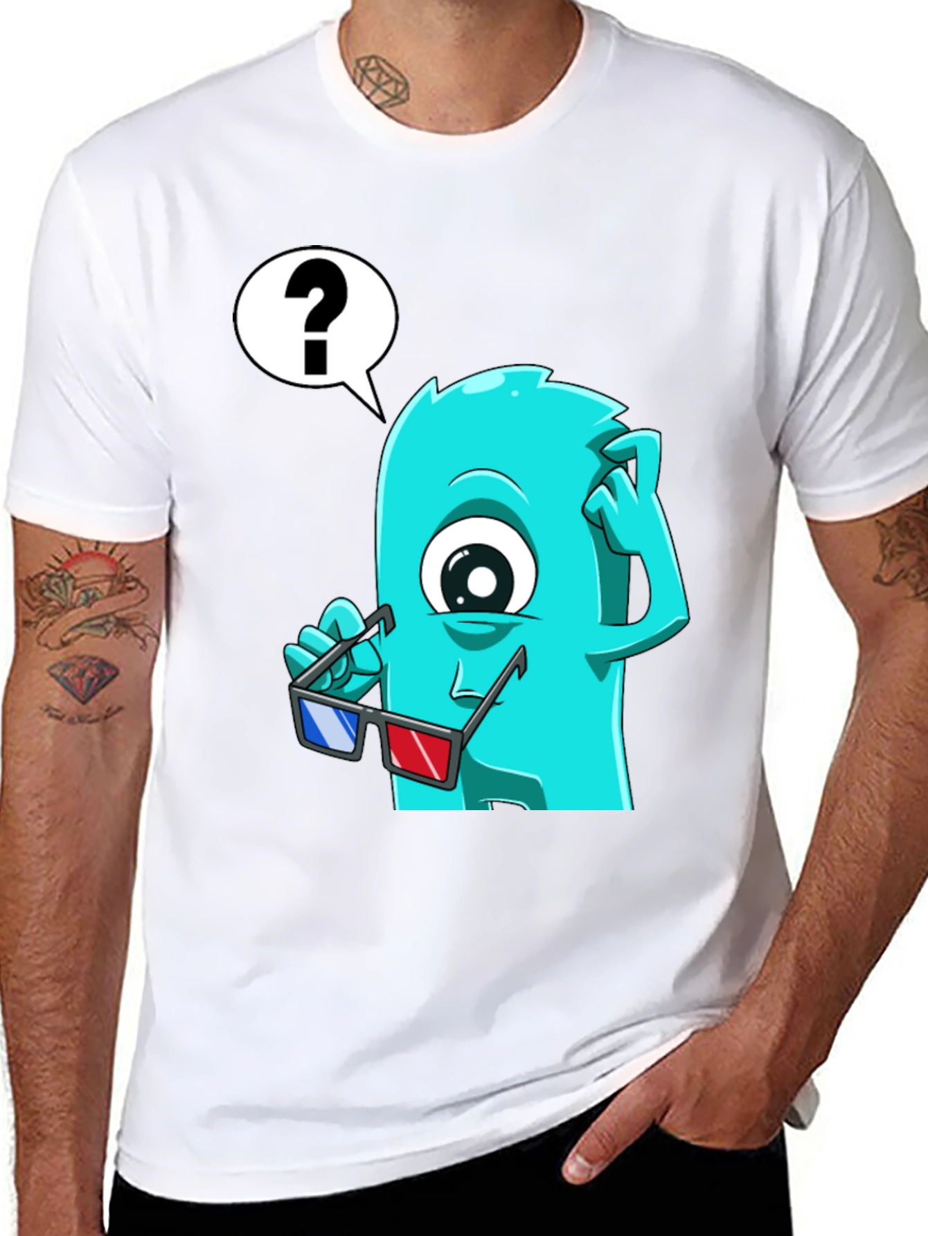 Confused 3D Monster Graphic T-Shirt