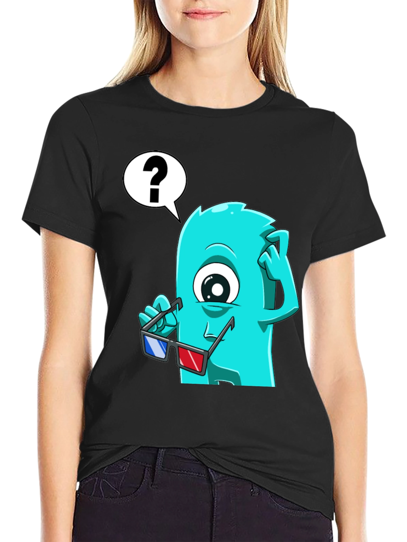 Confused 3D Monster Graphic T-Shirt