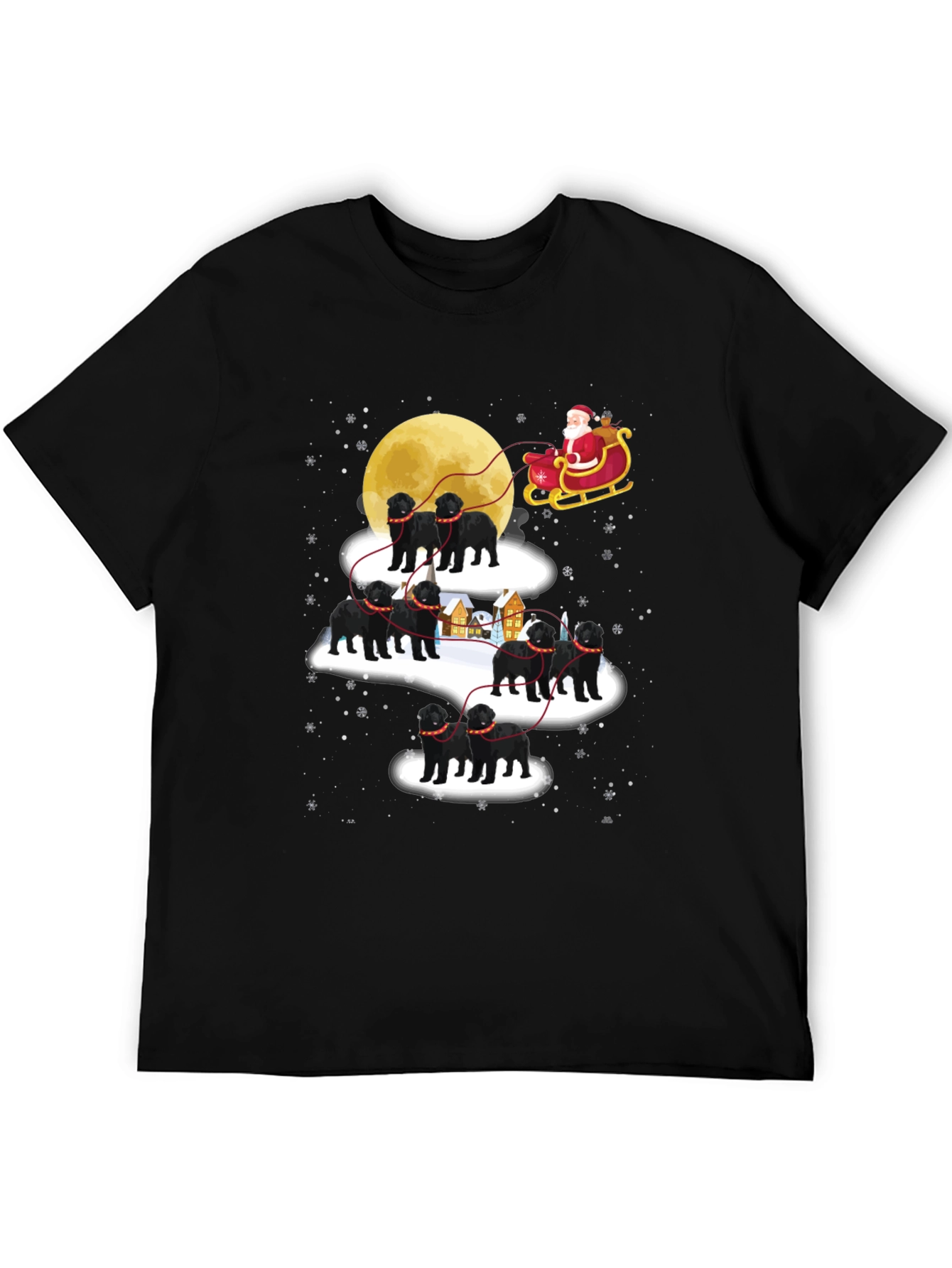 Santas Black Dog Christmas T-Shirt