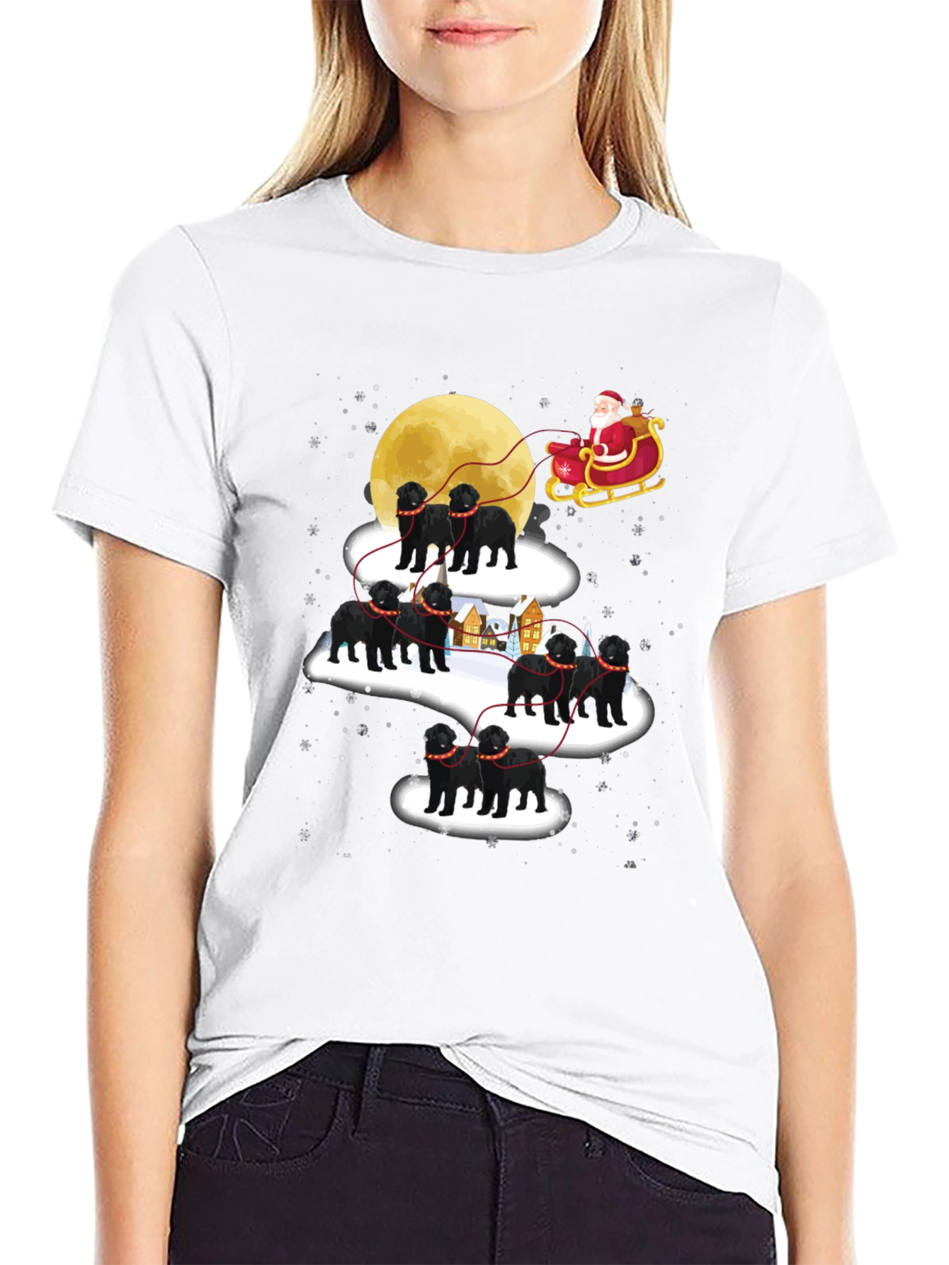 Santas Black Dog Christmas T-Shirt