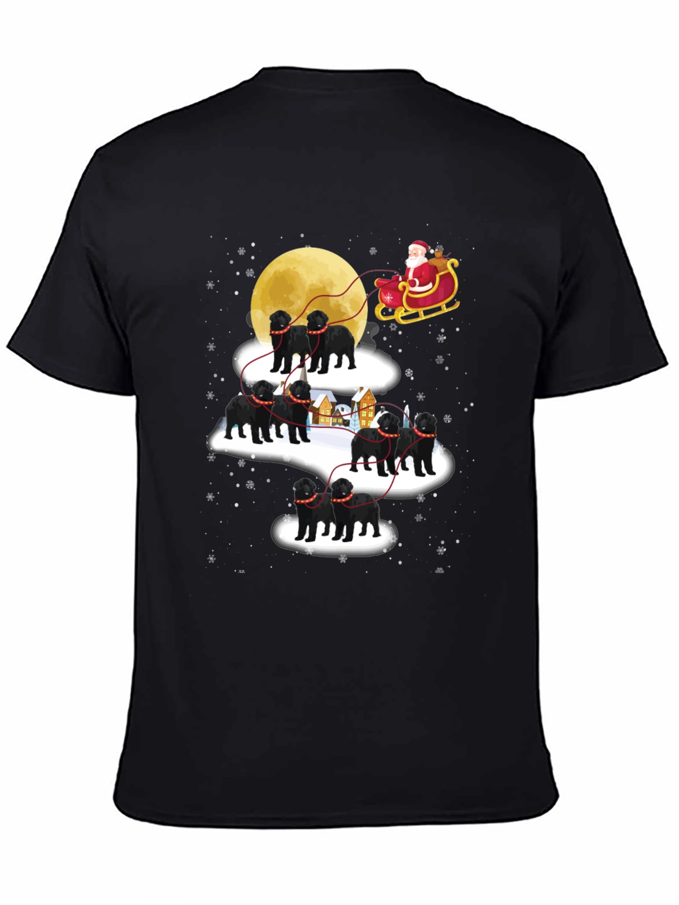 Santas Black Dog Christmas T-Shirt