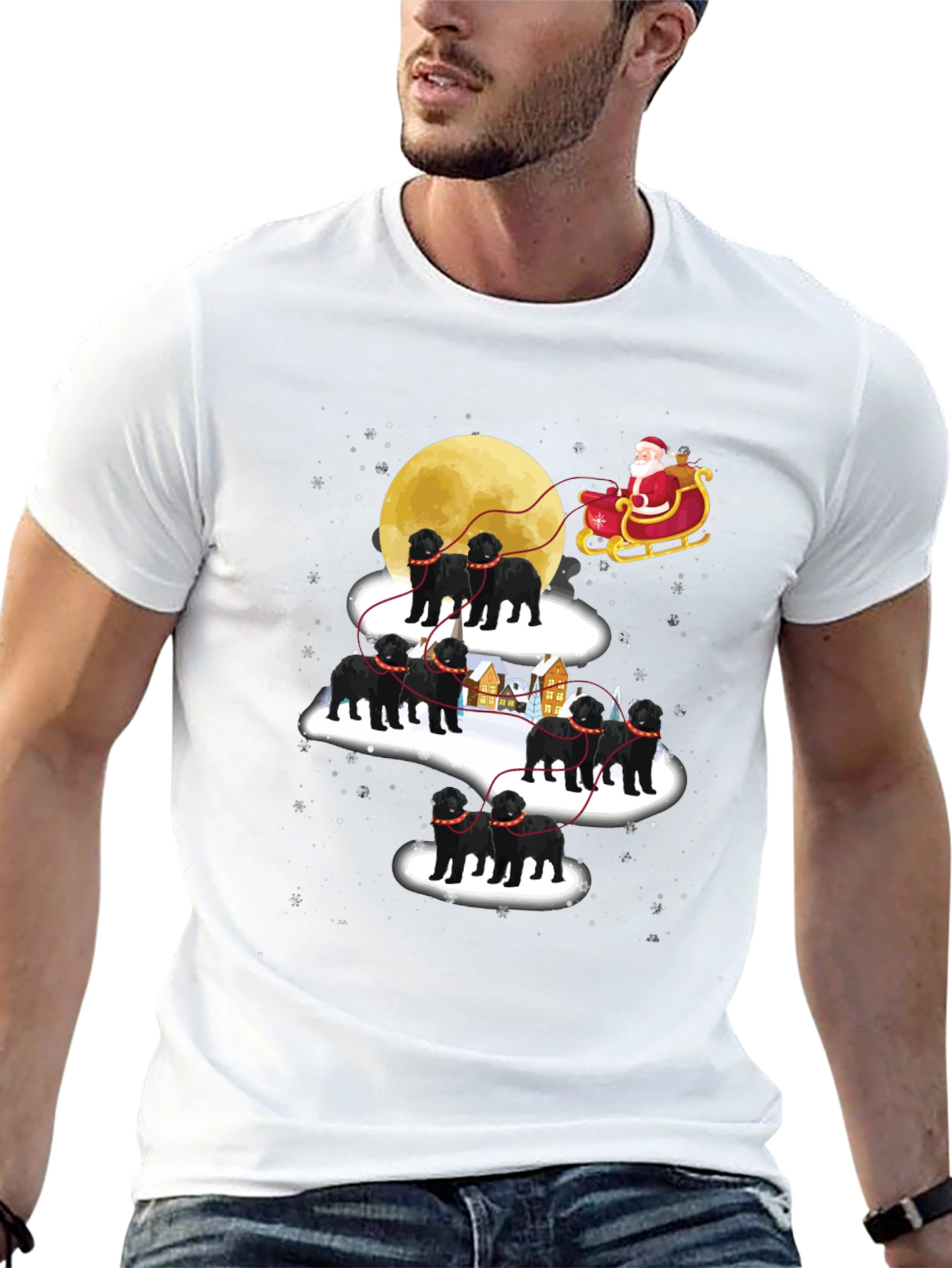 Santas Black Dog Christmas T-Shirt
