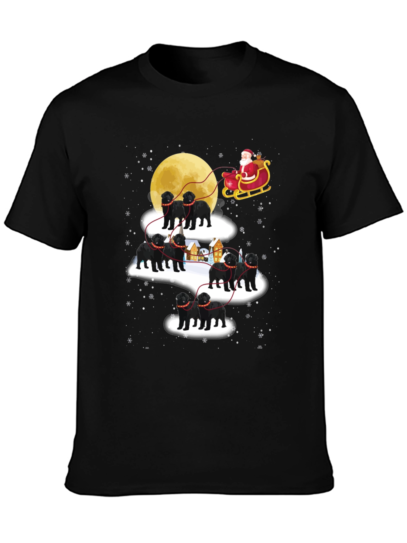 Santas Black Dog Christmas T-Shirt