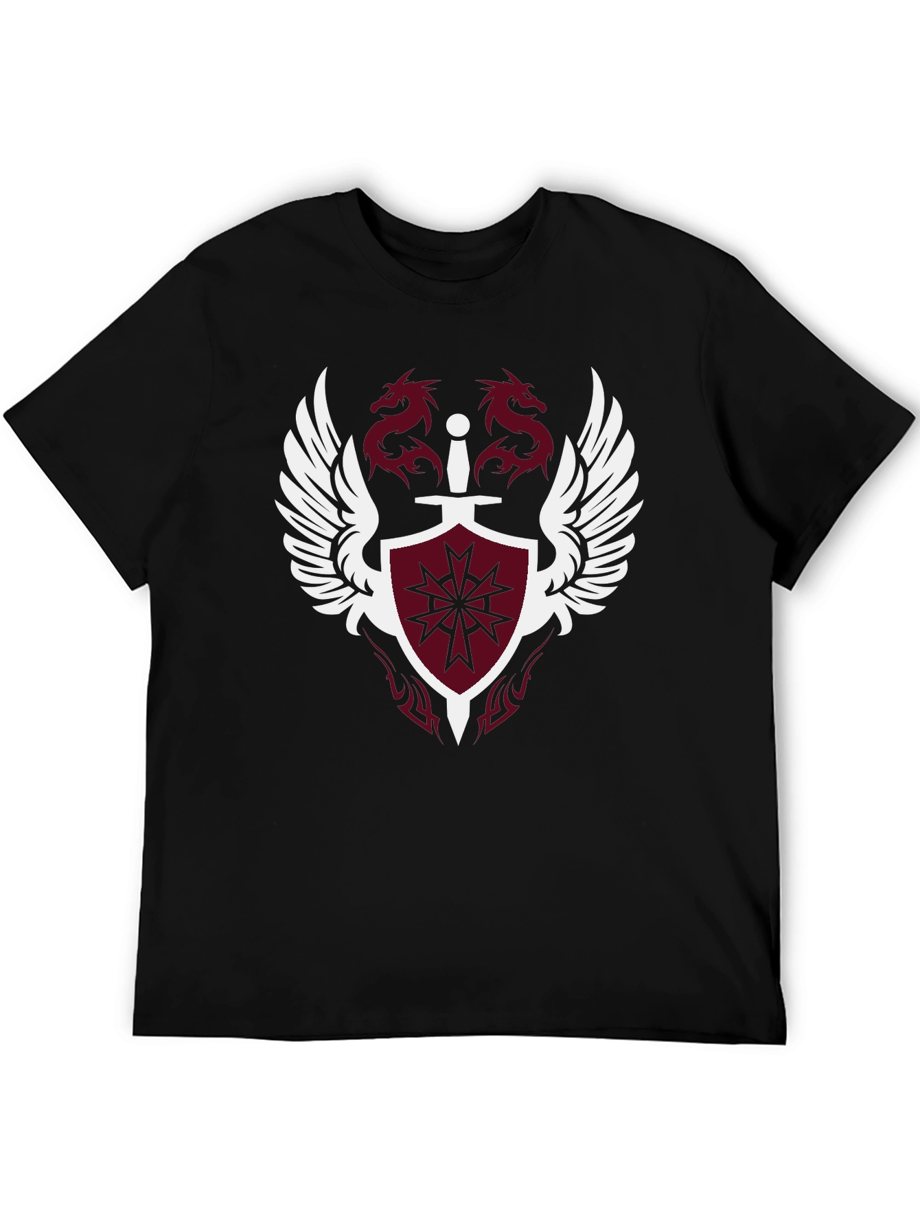 Winged Shield & Dragons Black Graphic Tee
