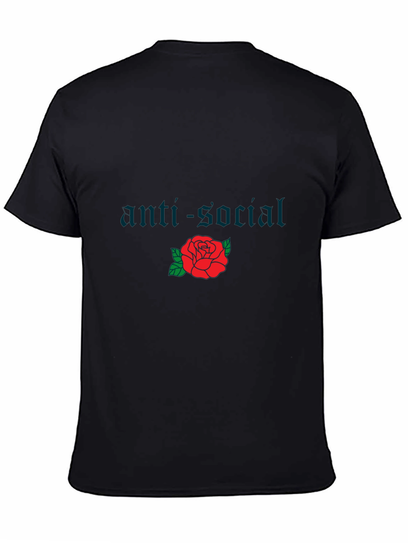 Anti-Social Rose Graphic T-Shirt - Black