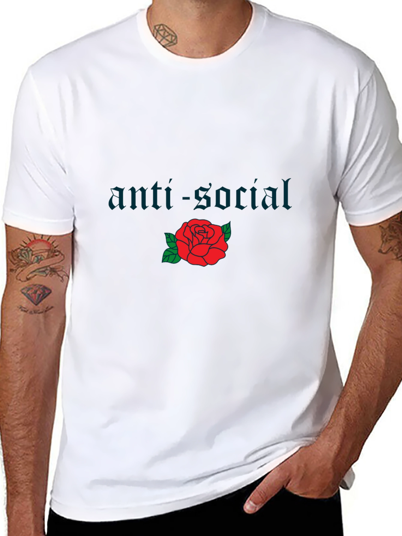 Anti-Social Rose Graphic T-Shirt - Black
