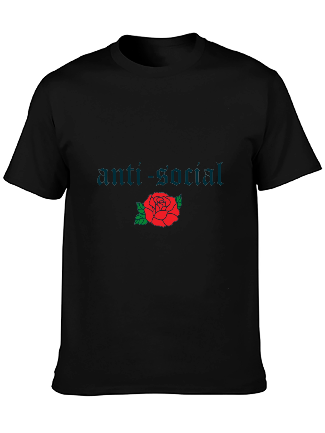 Anti-Social Rose Graphic T-Shirt - Black