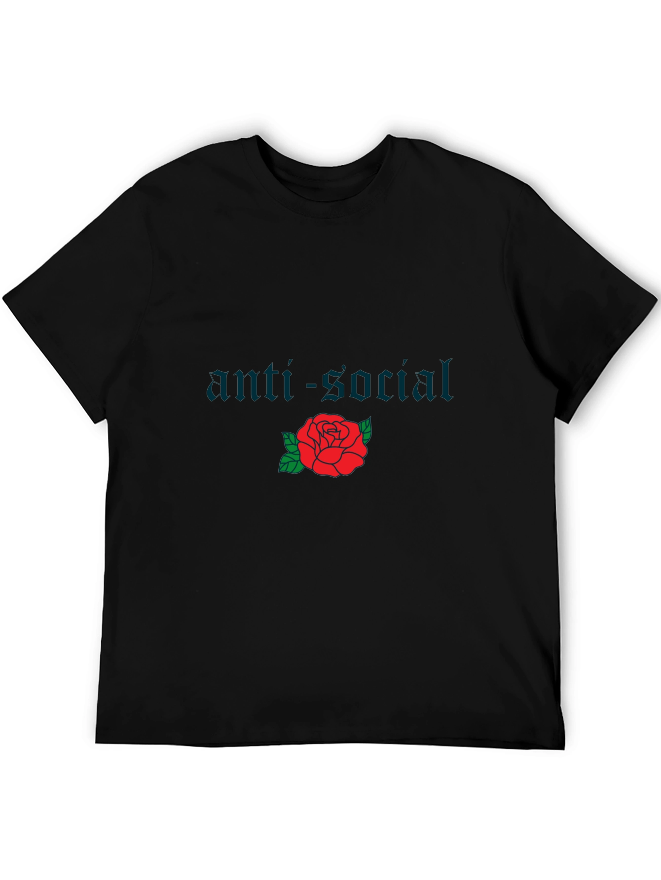 Anti-Social Rose Graphic T-Shirt - Black