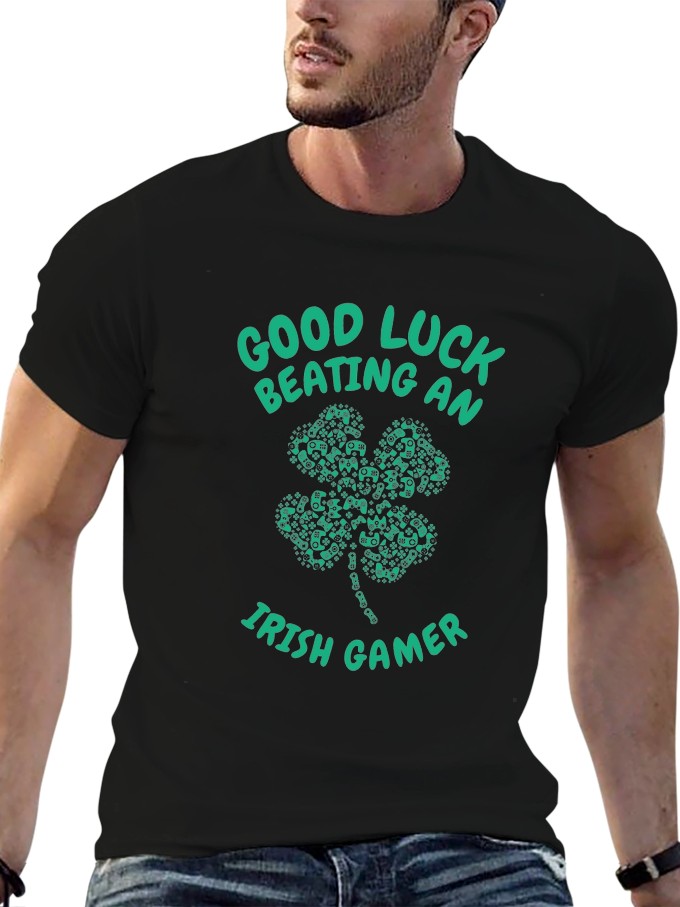 Good Luck Beating an Irish Gamer Black T-Shirt