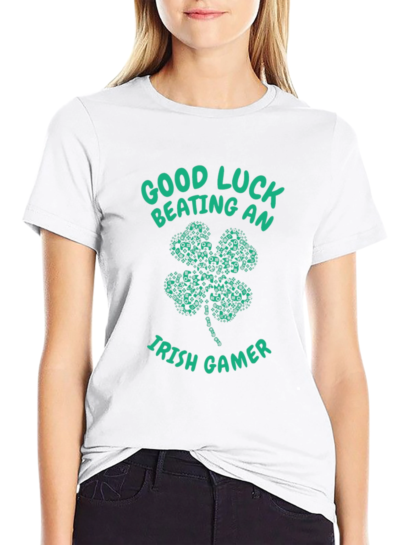 Good Luck Beating an Irish Gamer Black T-Shirt