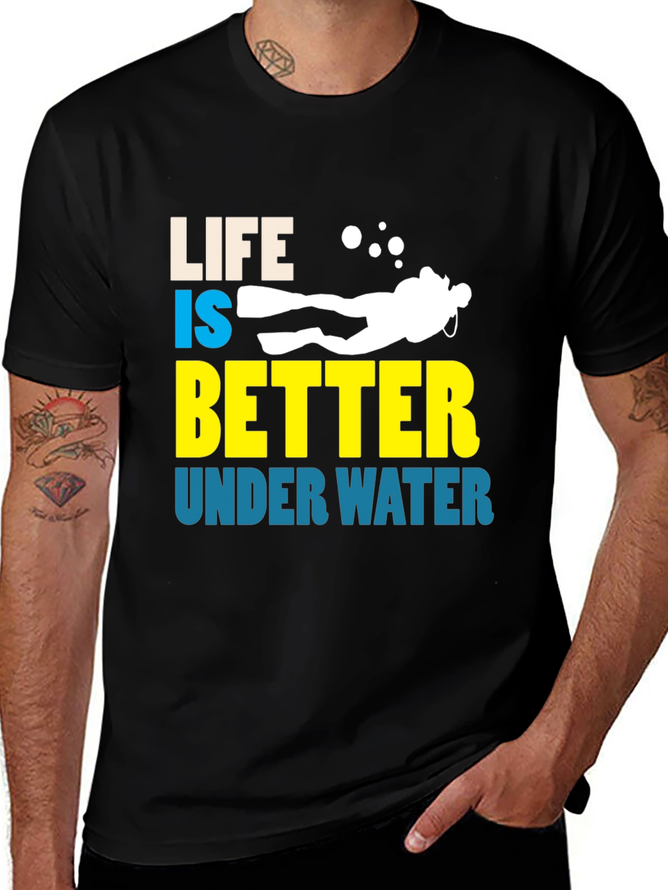 Life is Better Underwater Graphic T-Shirt - Diving Enthusiast
