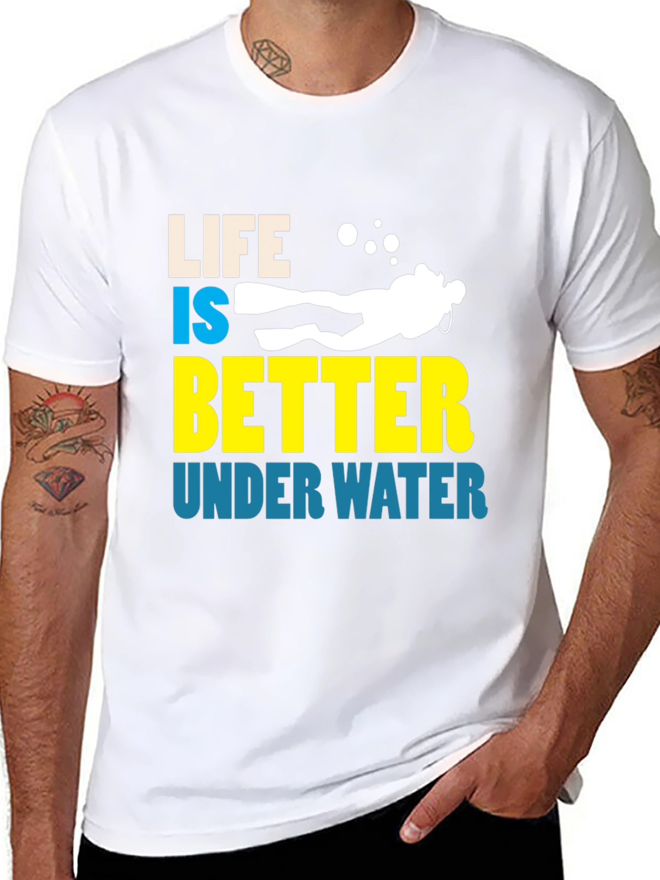 Life is Better Underwater Graphic T-Shirt - Diving Enthusiast