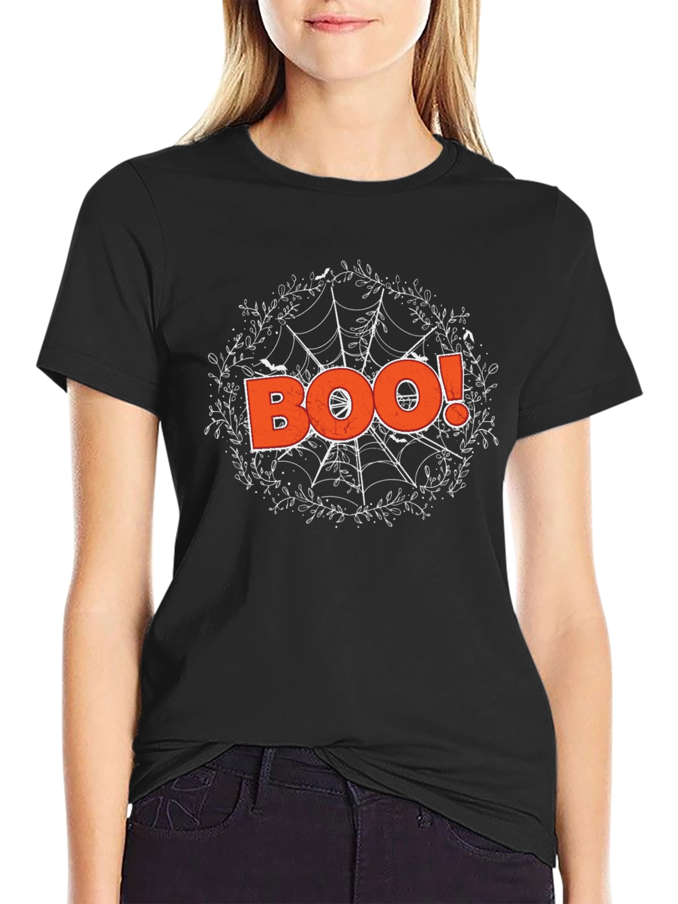 Halloween Boo Spiderweb Graphic Tee