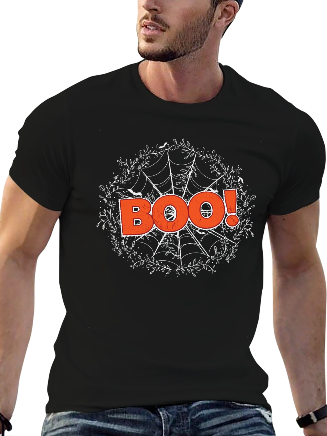 Halloween Boo Spiderweb Graphic Tee