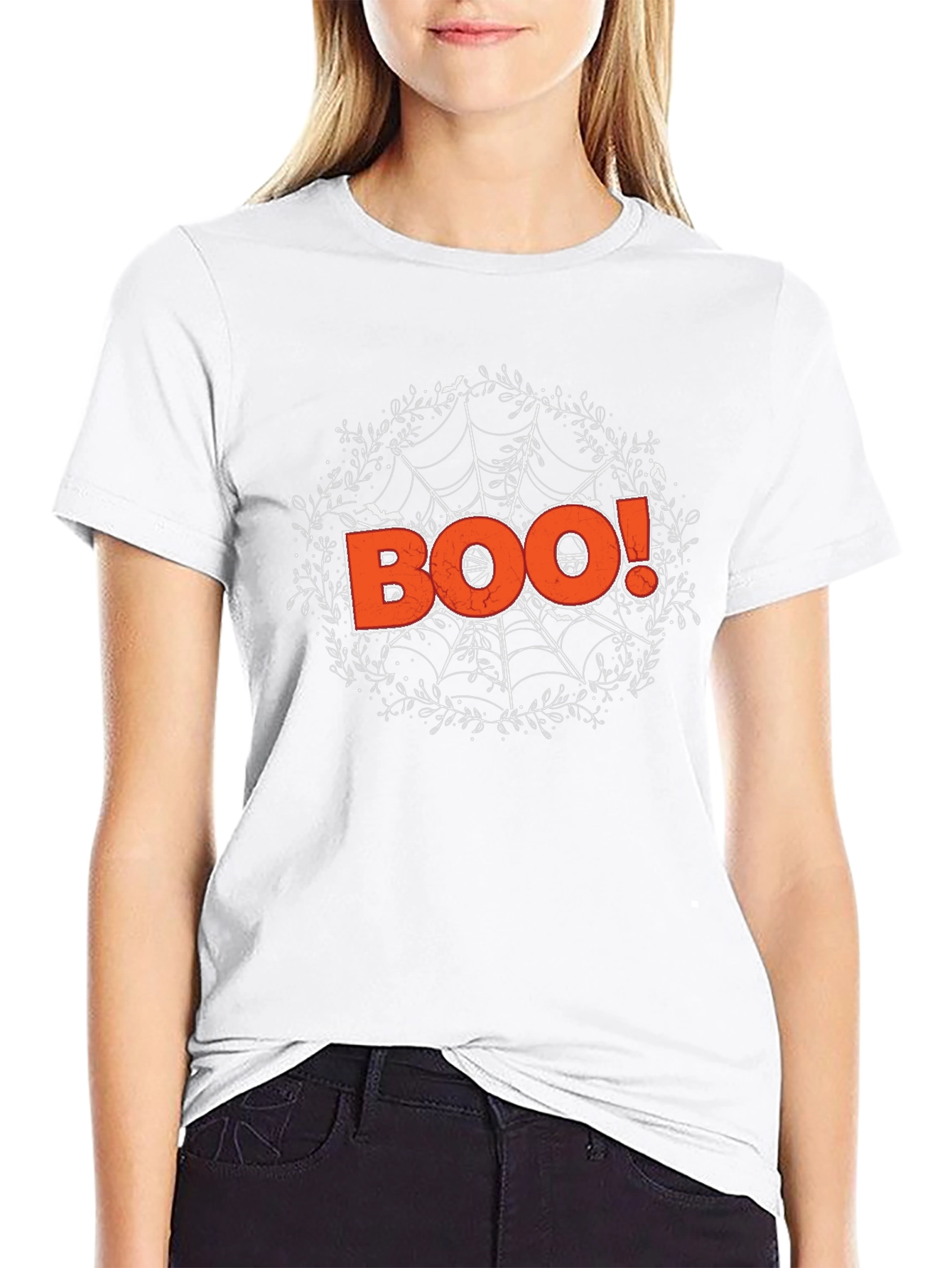 Halloween Boo Spiderweb Graphic Tee