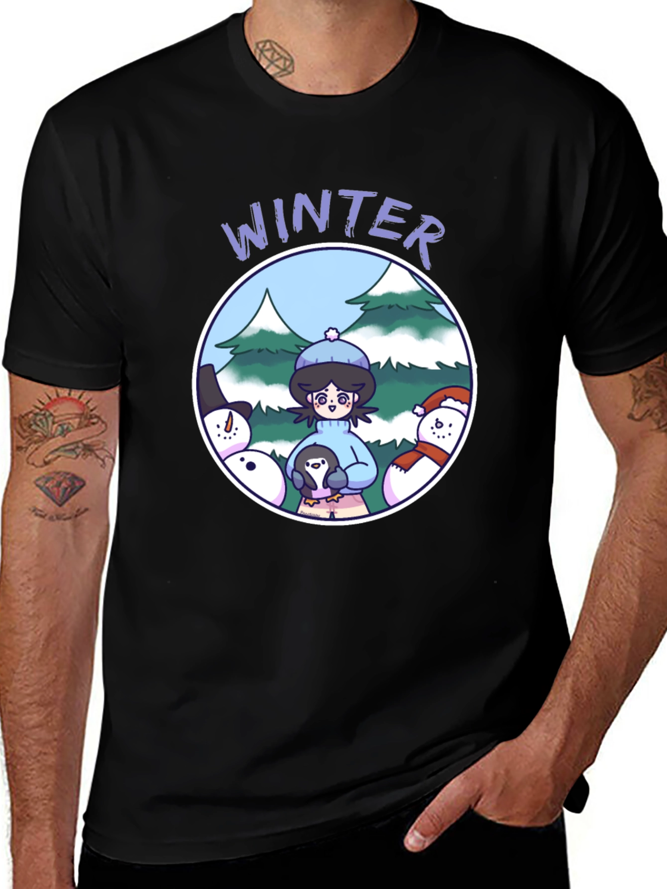 Winter Scene Graphic Tee - Cute Holiday Shirt
