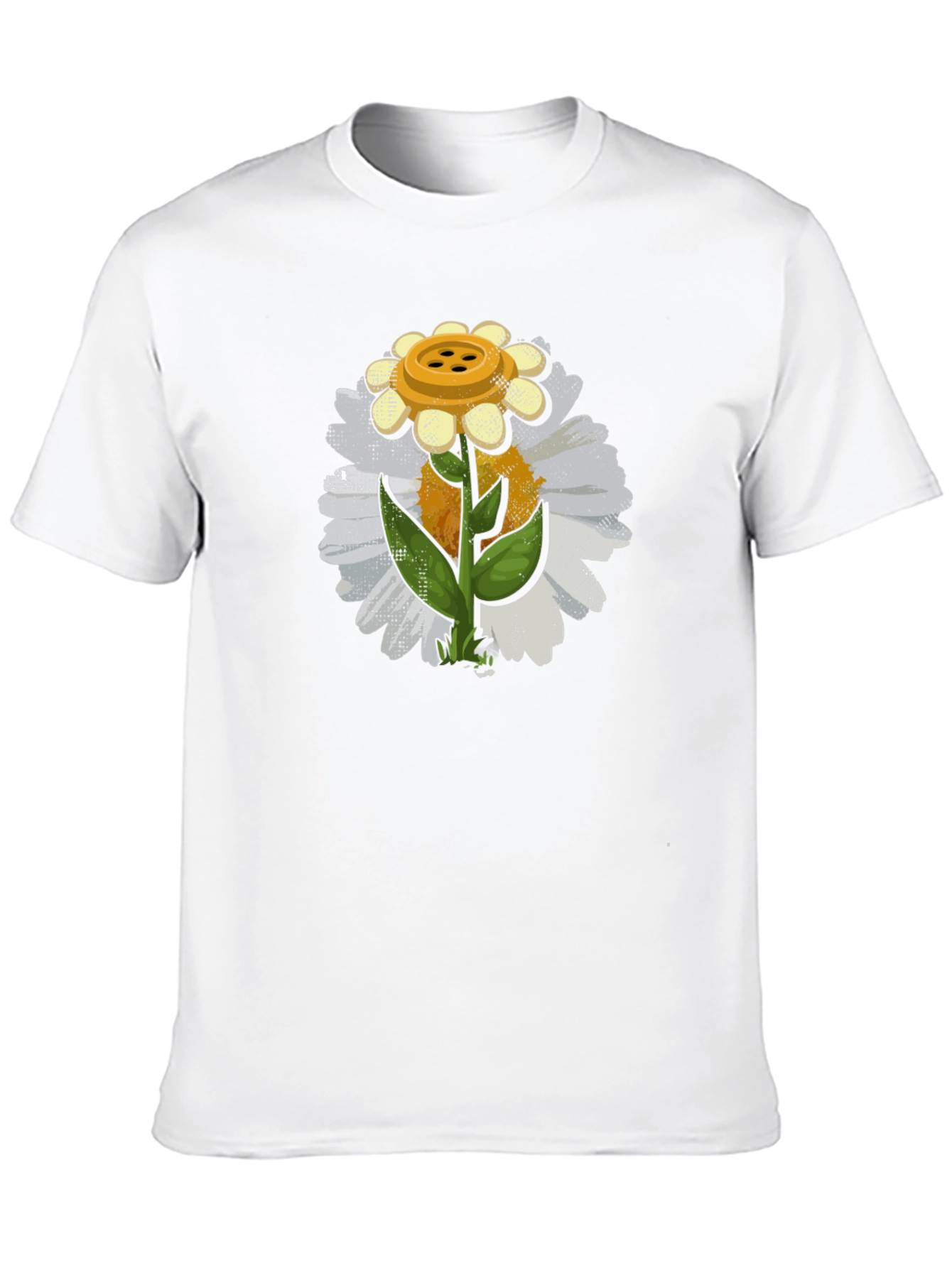 Button Daisy Graphic T-Shirt - Black