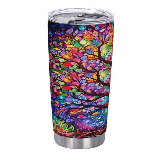 Vibrant Rainbow Glowing Magic Tree Artistic 20oz Tumbler