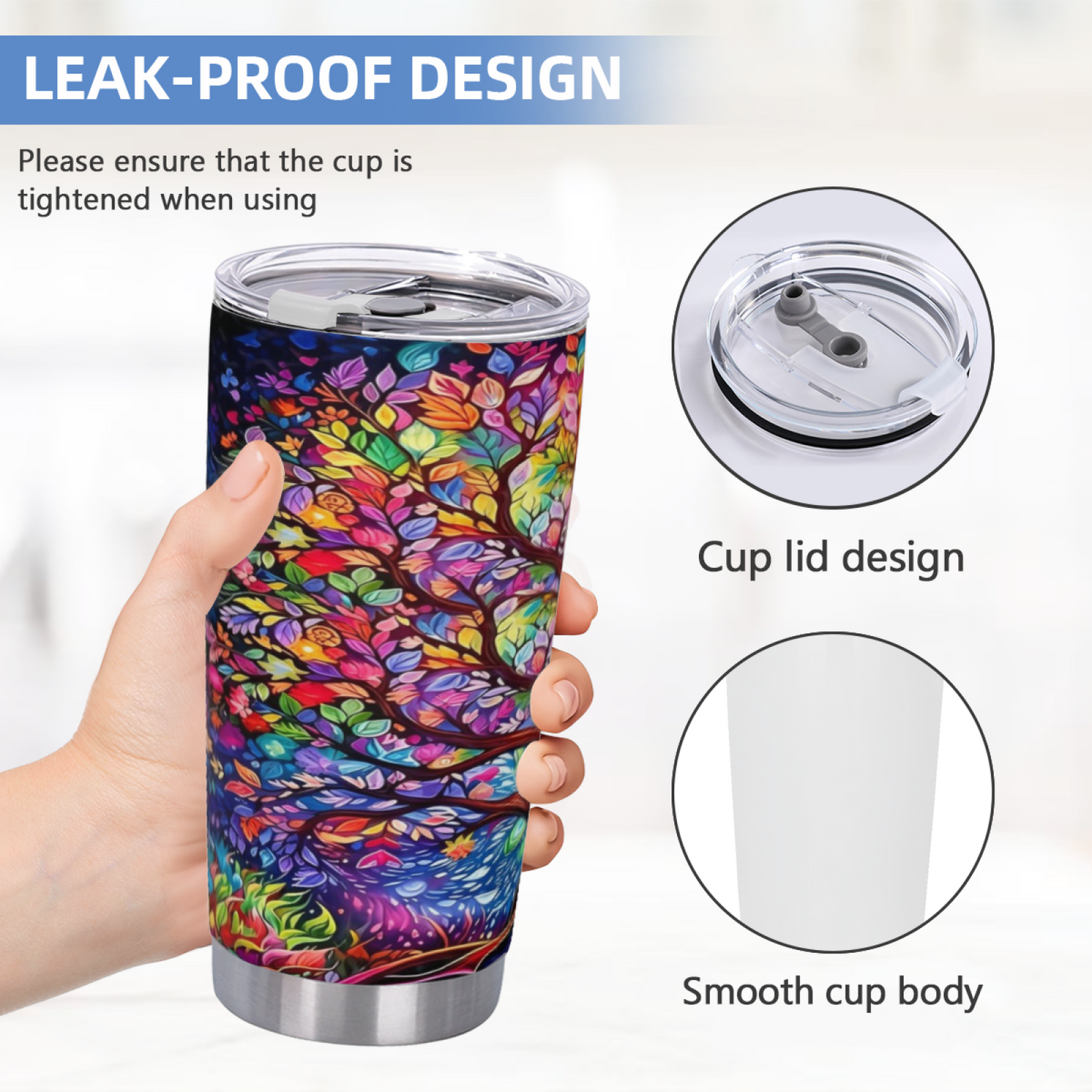 Vibrant Rainbow Glowing Magic Tree Artistic 20oz Tumbler