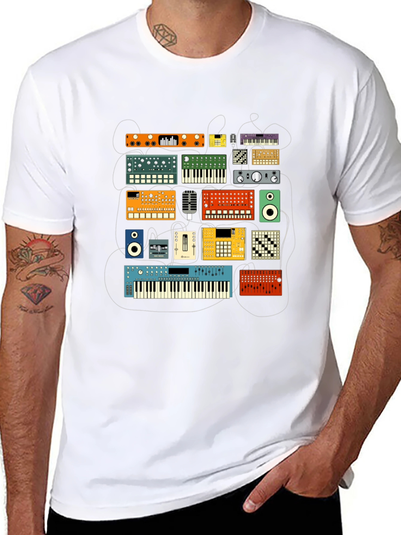 Synthesizer Graphic Tee - Music Lovers T-Shirt