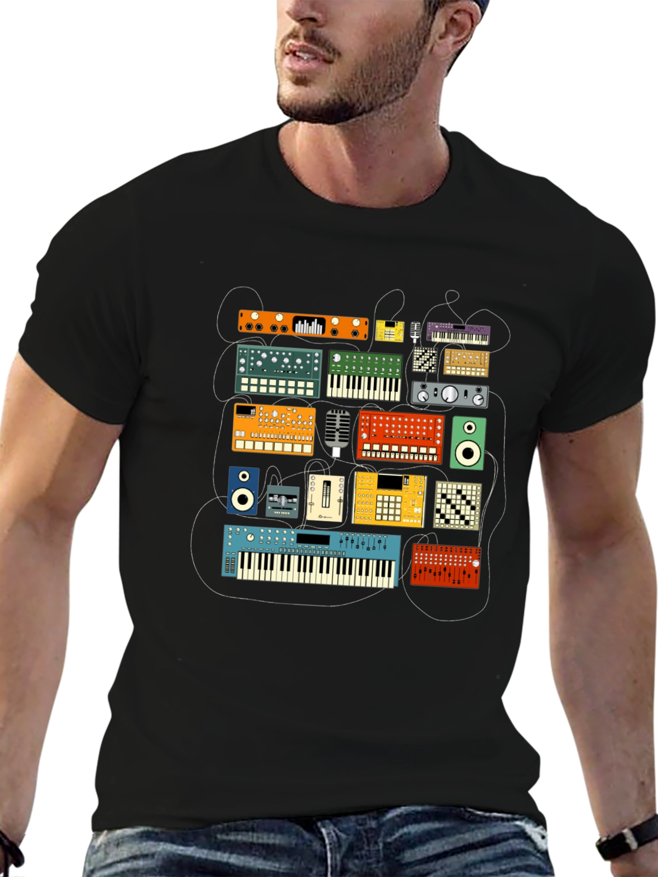 Synthesizer Graphic Tee - Music Lovers T-Shirt