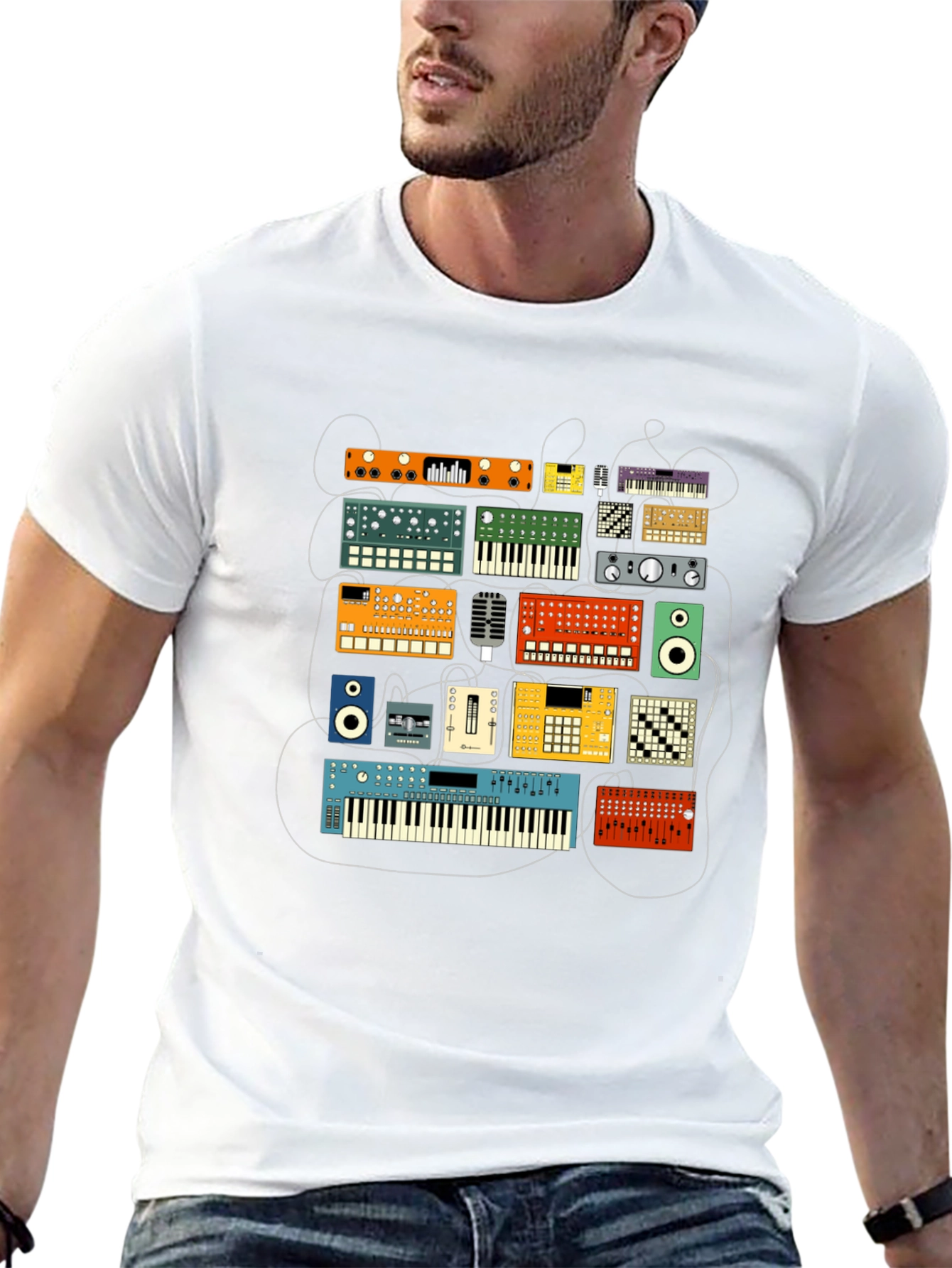 Synthesizer Graphic Tee - Music Lovers T-Shirt