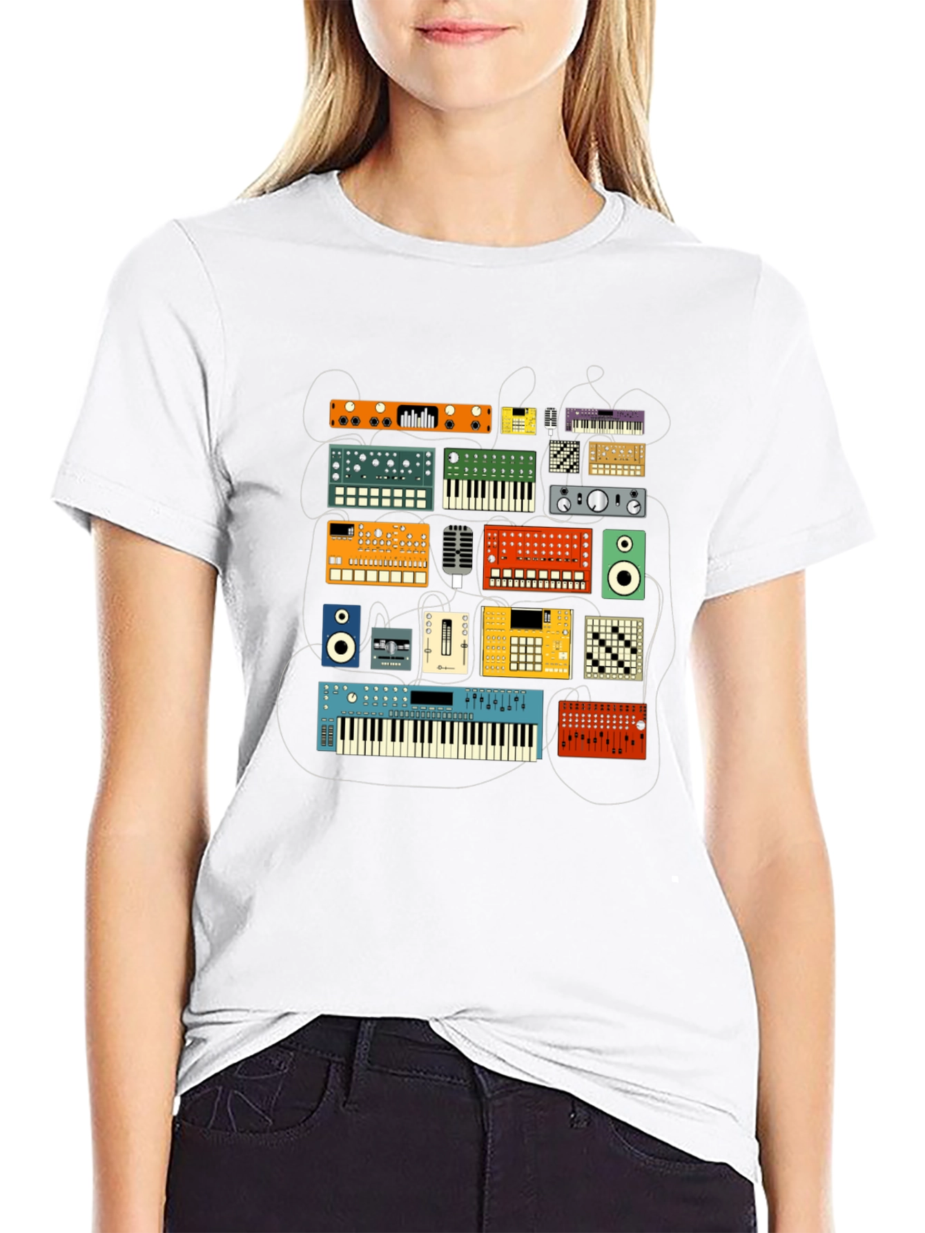 Synthesizer Graphic Tee - Music Lovers T-Shirt