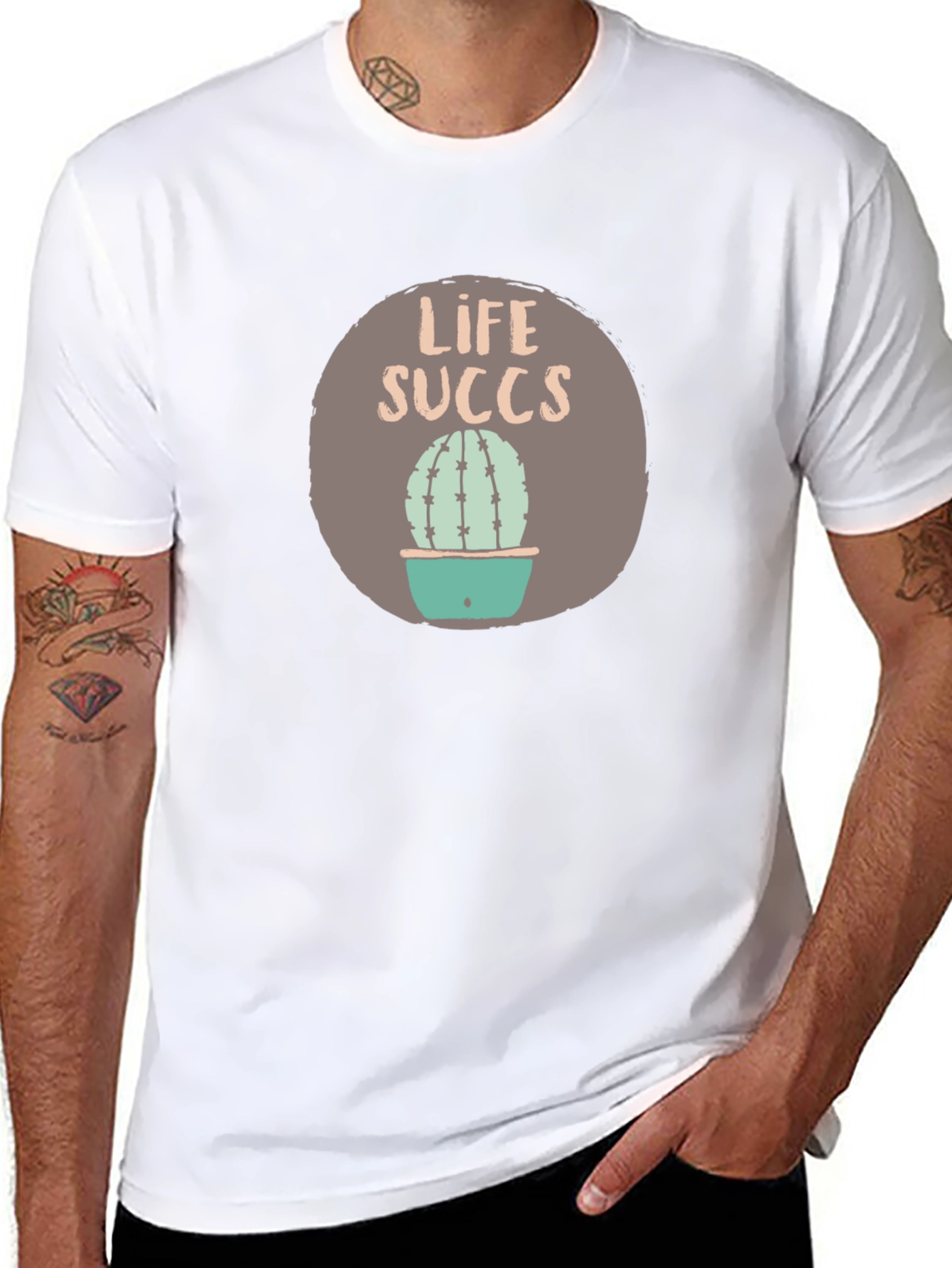 Life Succs Graphic Tee - Funny Cactus Shirt
