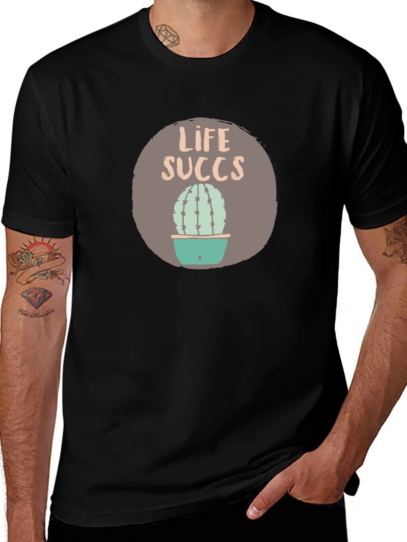 Life Succs Graphic Tee - Funny Cactus Shirt