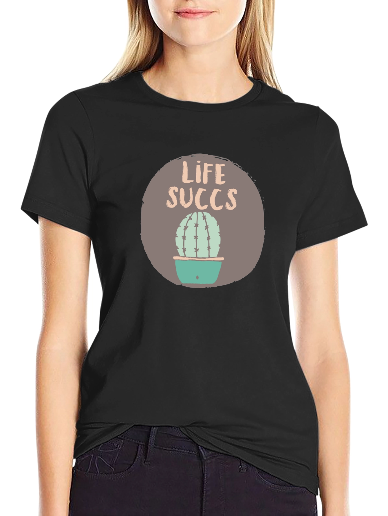 Life Succs Graphic Tee - Funny Cactus Shirt