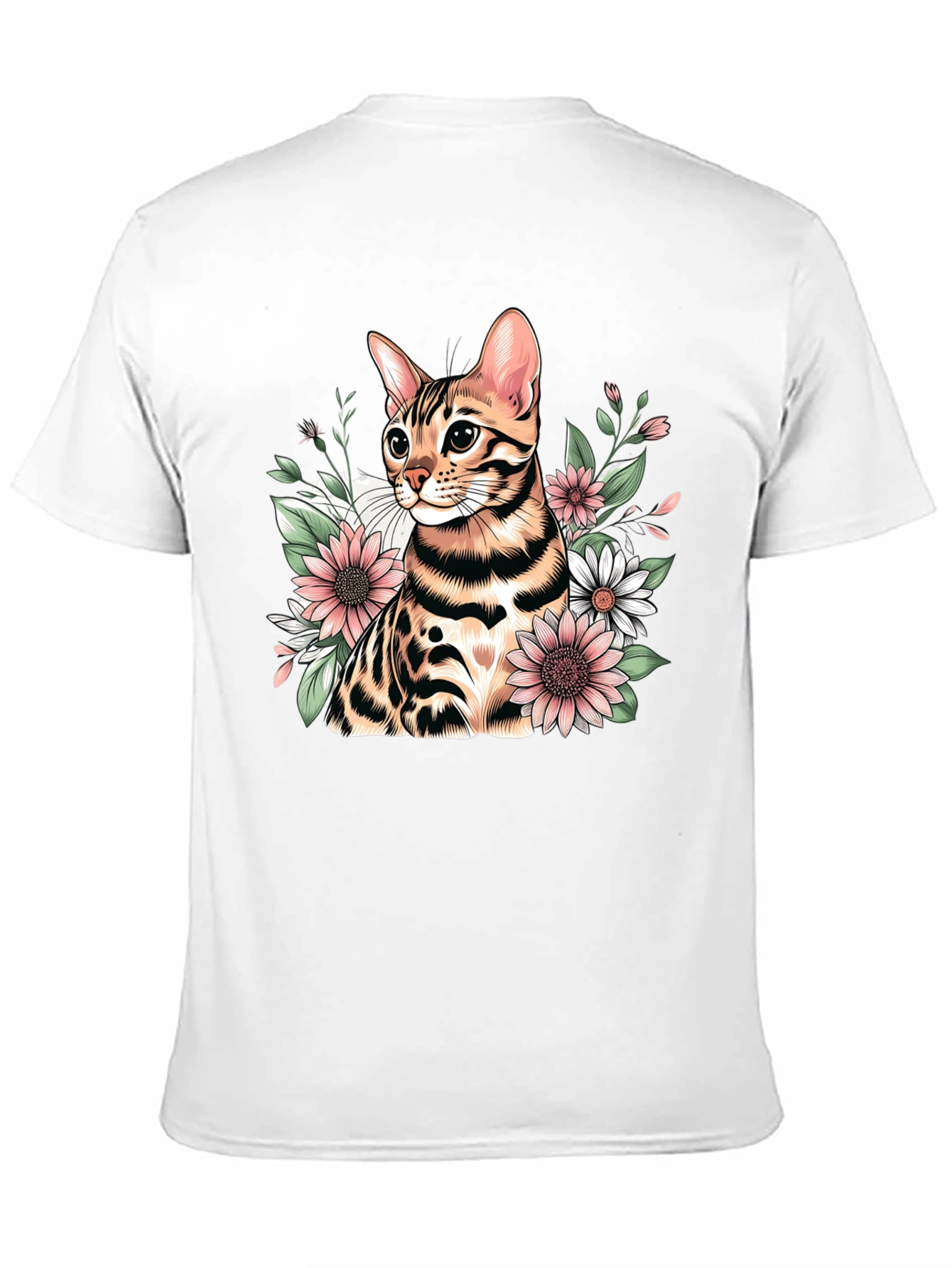 Floral Bengal Cat Graphic T-Shirt