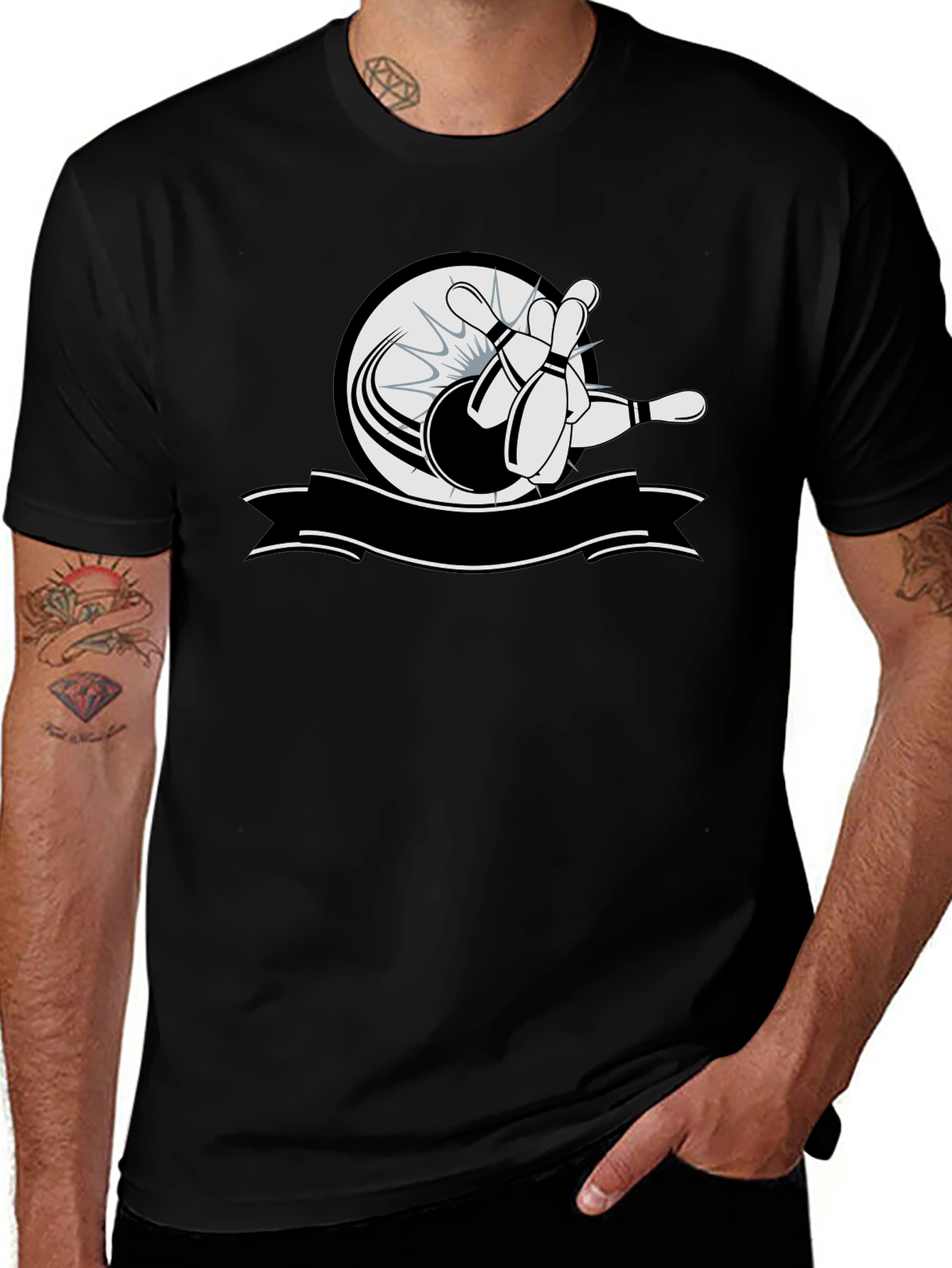 Bowling Strike Graphic T-Shirt - Classic Black Tee