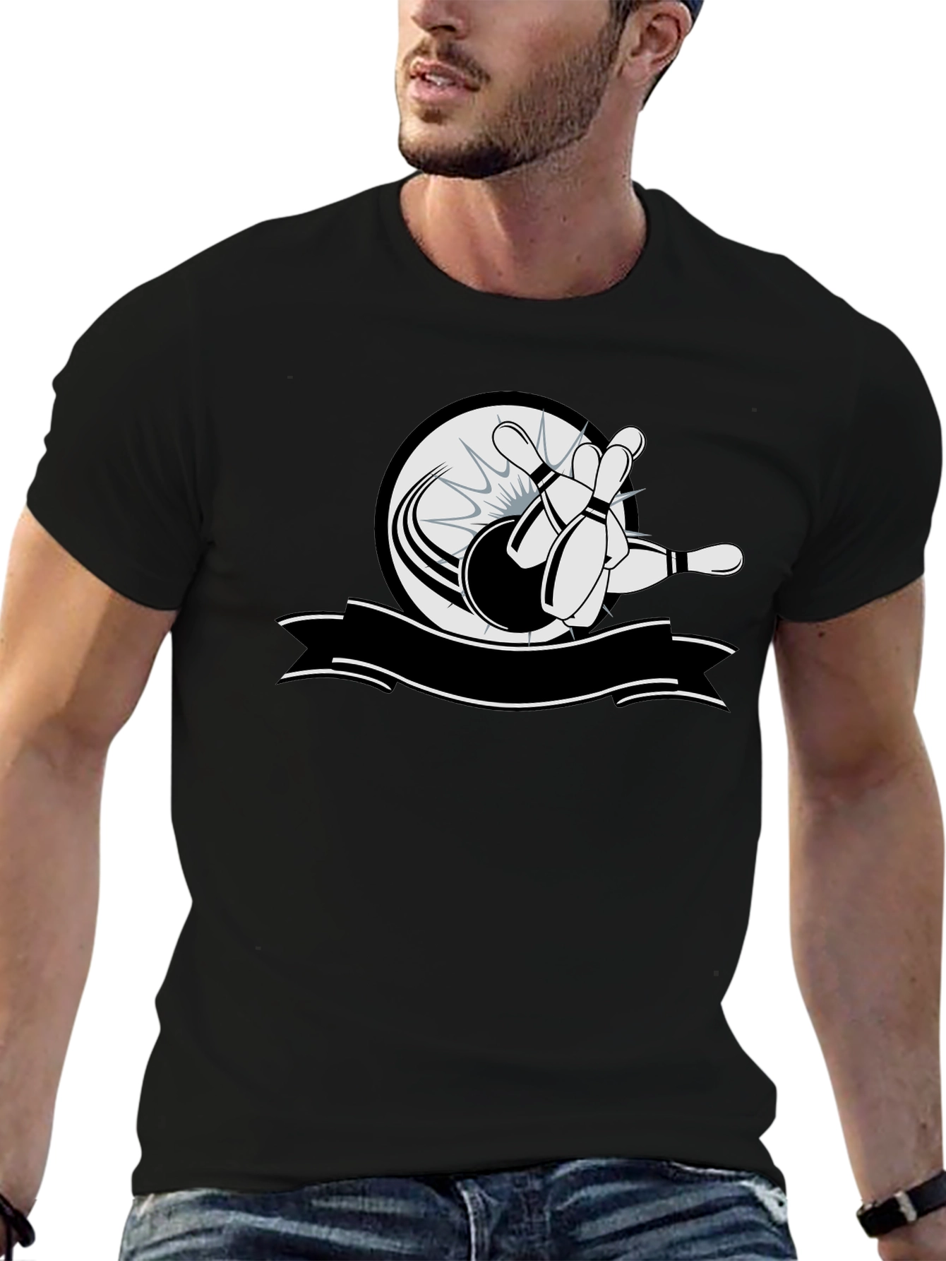 Bowling Strike Graphic T-Shirt - Classic Black Tee
