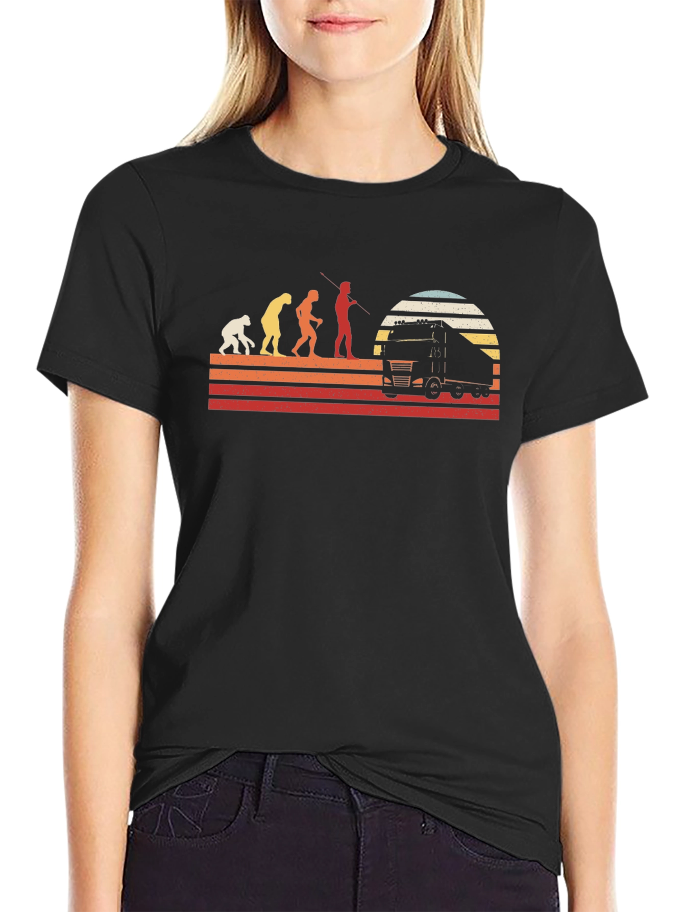 Truck Driver Evolution T-Shirt - Black