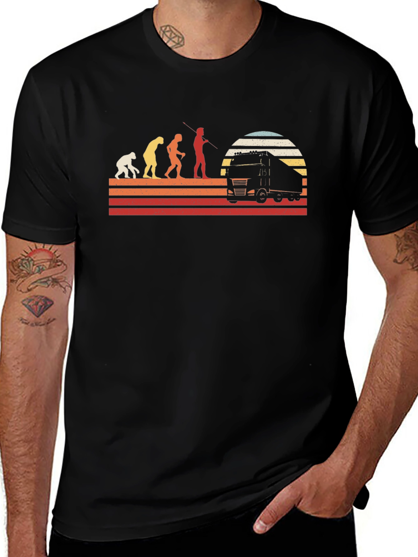 Truck Driver Evolution T-Shirt - Black