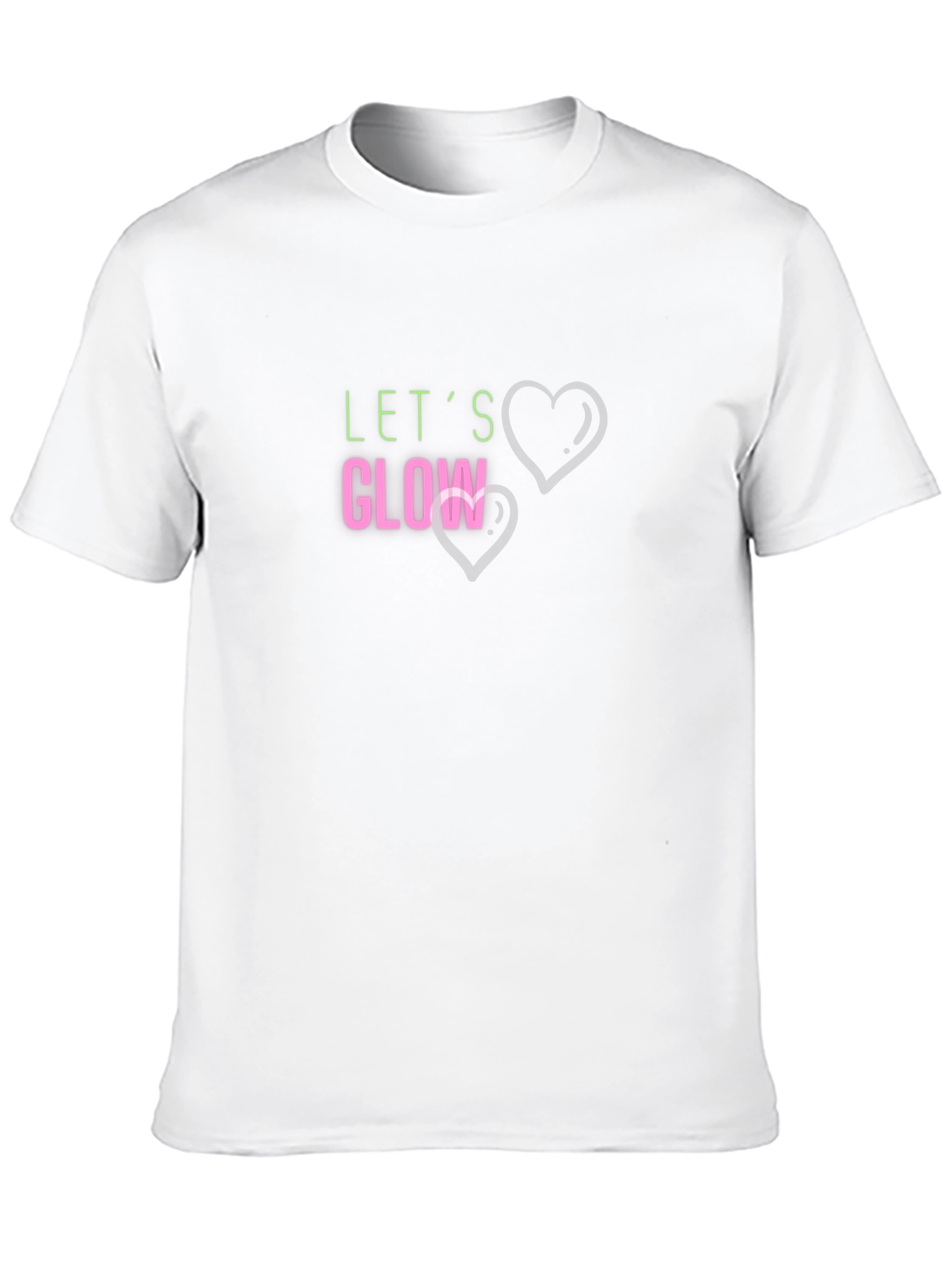 Lets Glow Black T-Shirt with Heart Graphics