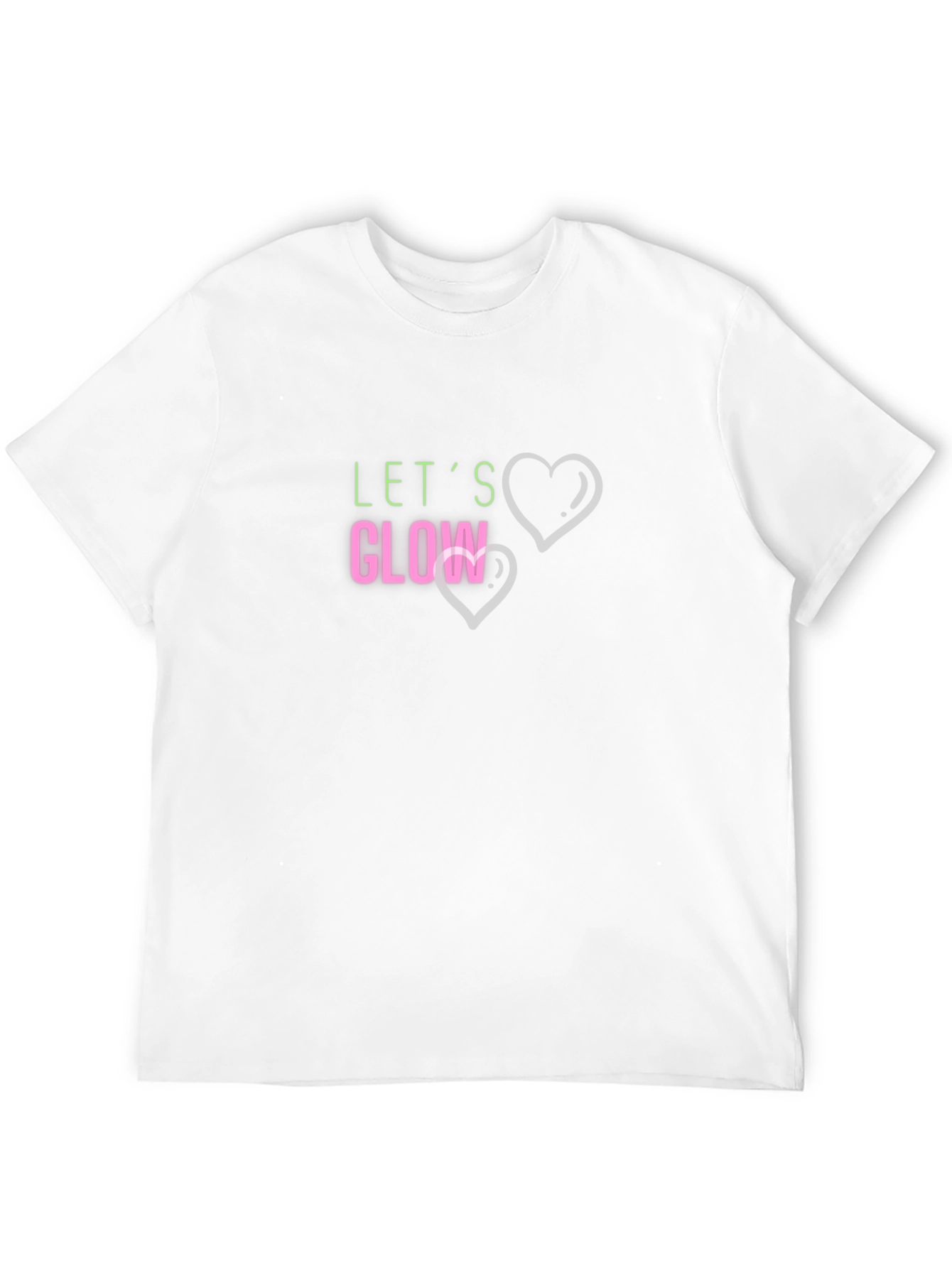 Lets Glow Black T-Shirt with Heart Graphics