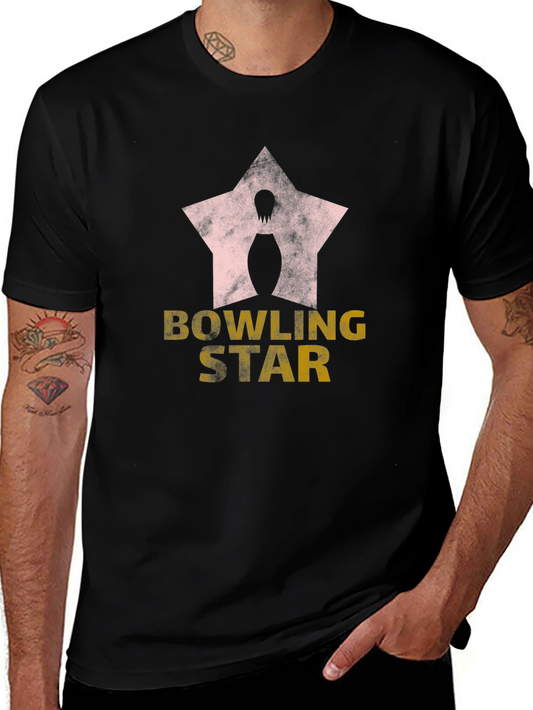 Bowling Star Graphic Tee - Black Cotton Blend