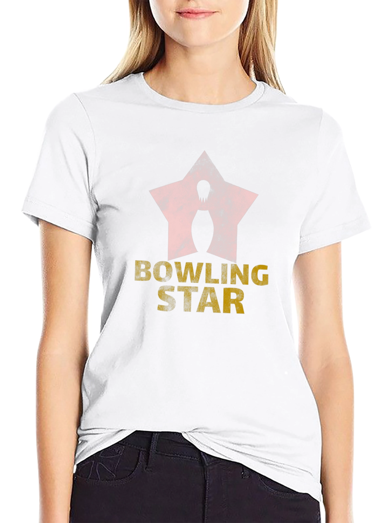 Bowling Star Graphic Tee - Black Cotton Blend